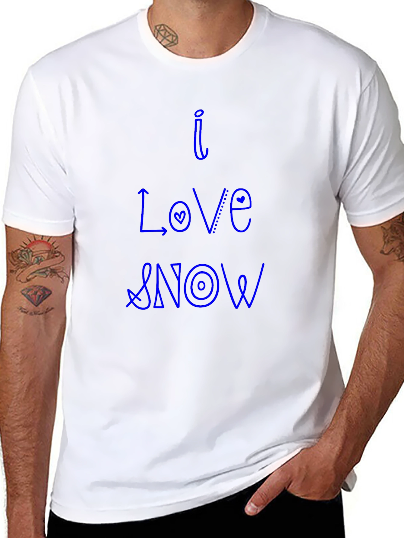 Black I Love Snow Black Cotton Tee view 8