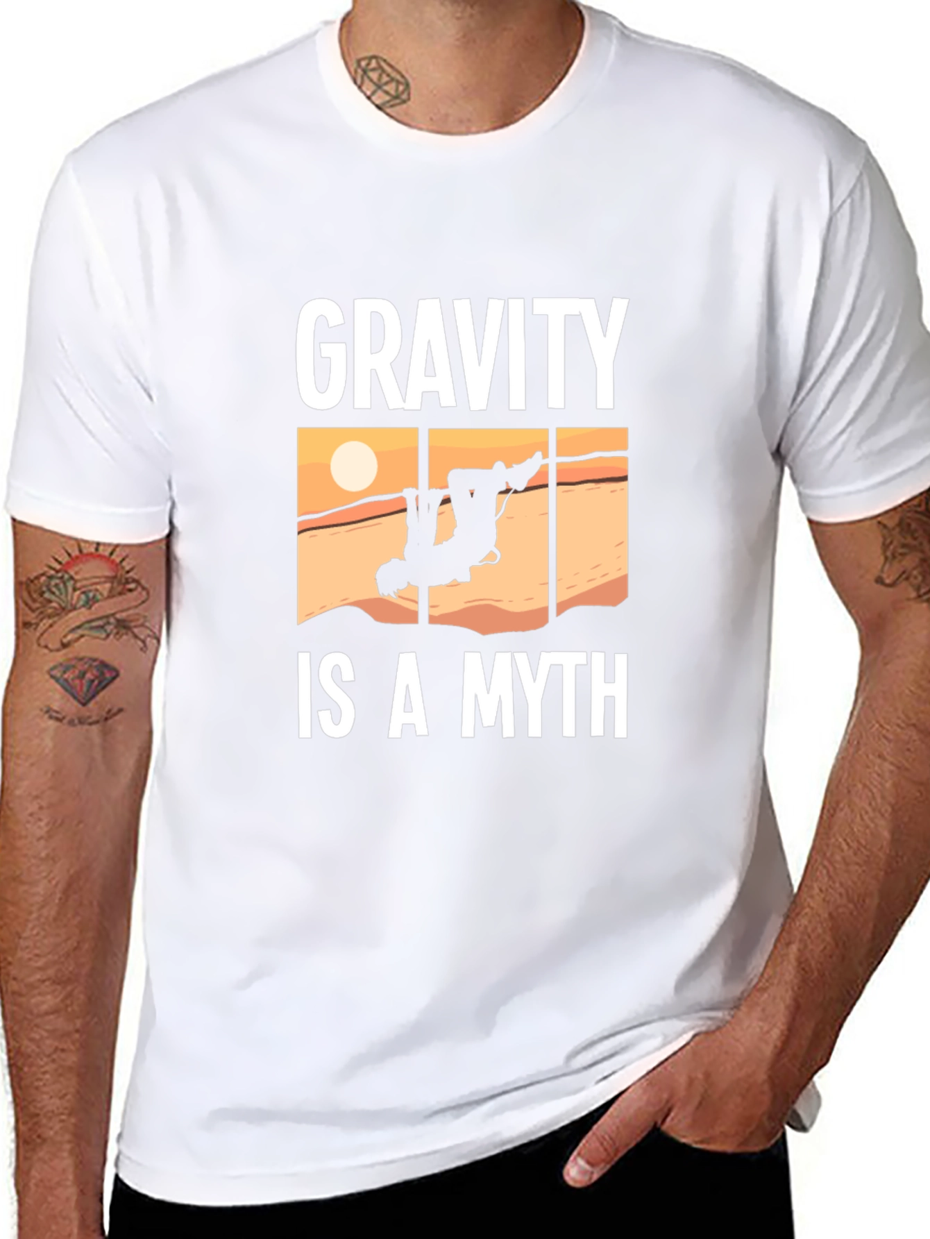 Black Gravity Is A Myth Funny Climbing T-Shirt view 8