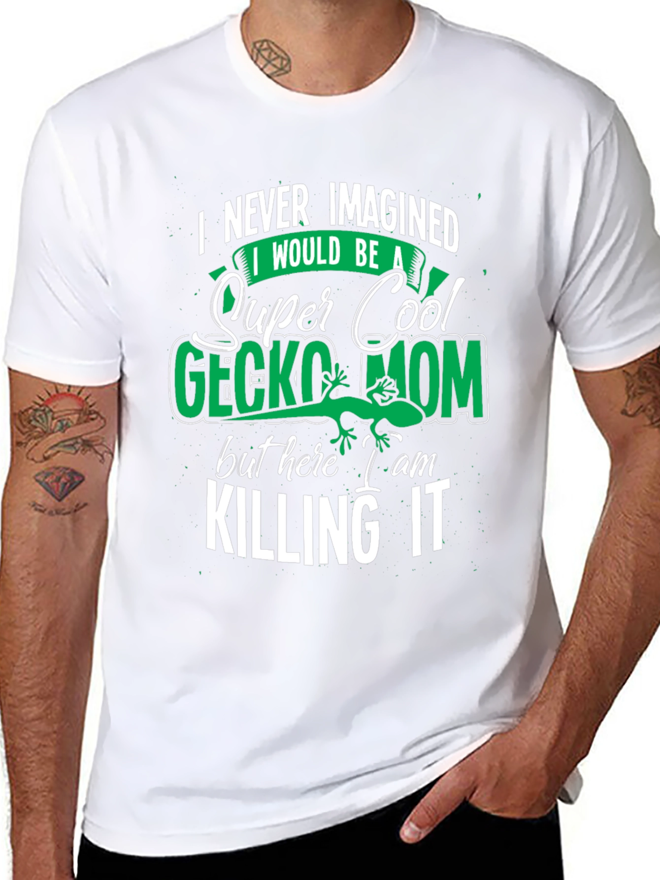 Black Super Cool Gecko Mom Graphic Tee view 8