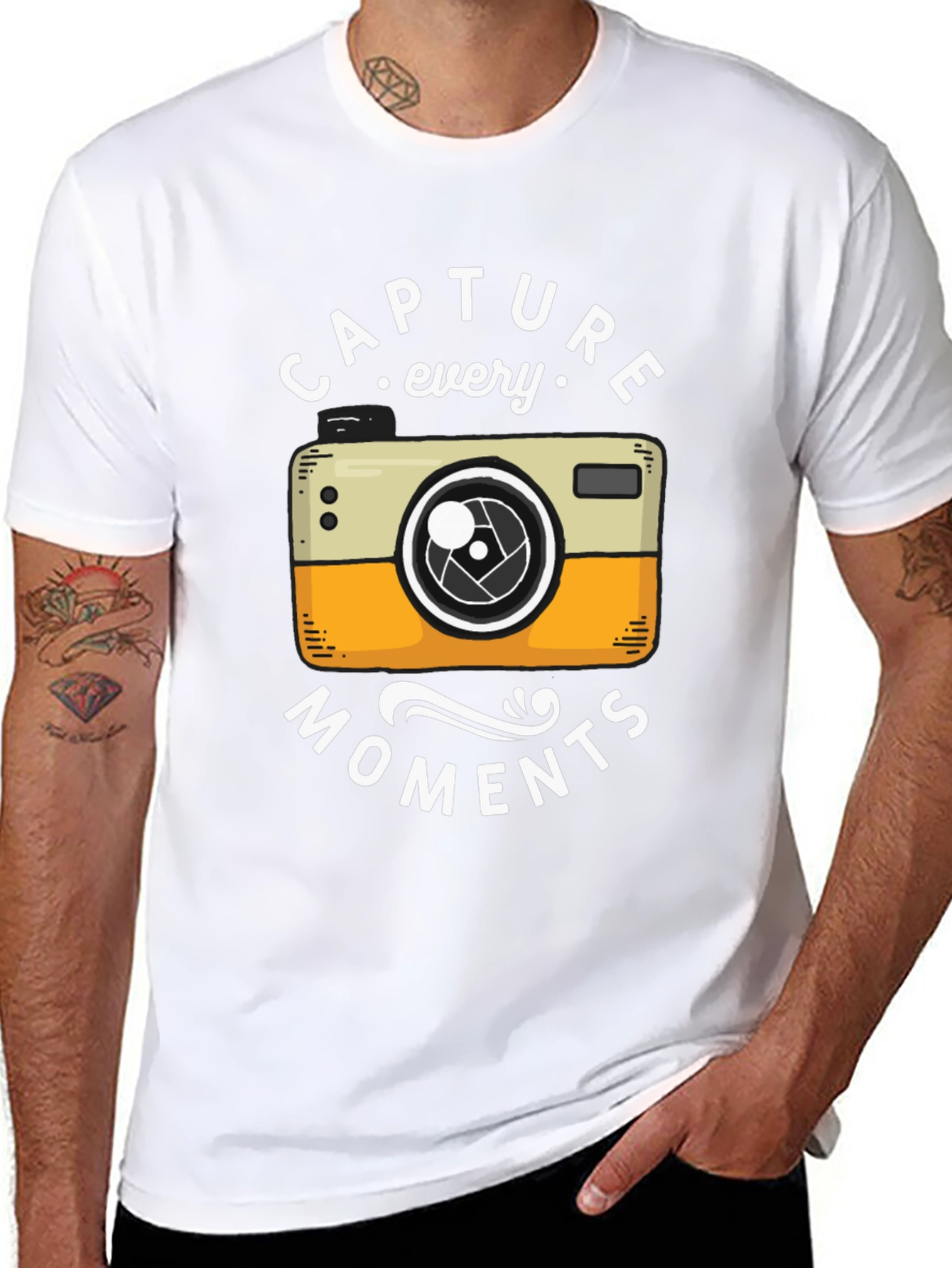 Black Capture Every Moment Camera Graphic T-Shirt view 8