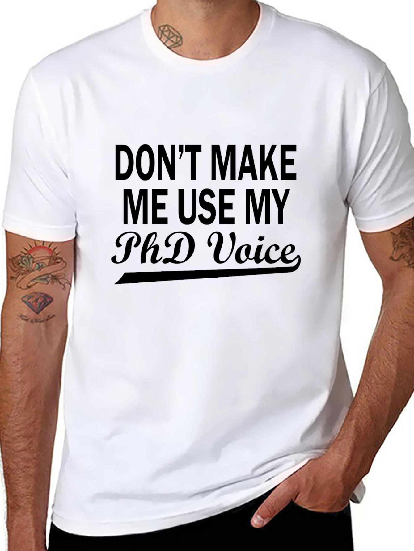 Black PhD Voice Black T-Shirt - Humorous Academic Apparel view 8