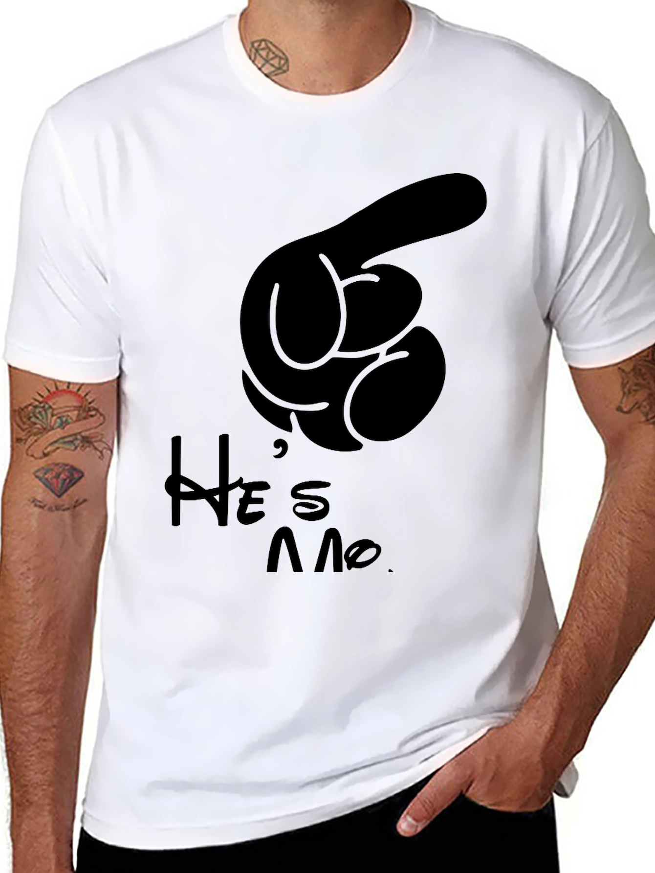 Black He's Mine Funny Matching Couple T-Shirt view 8