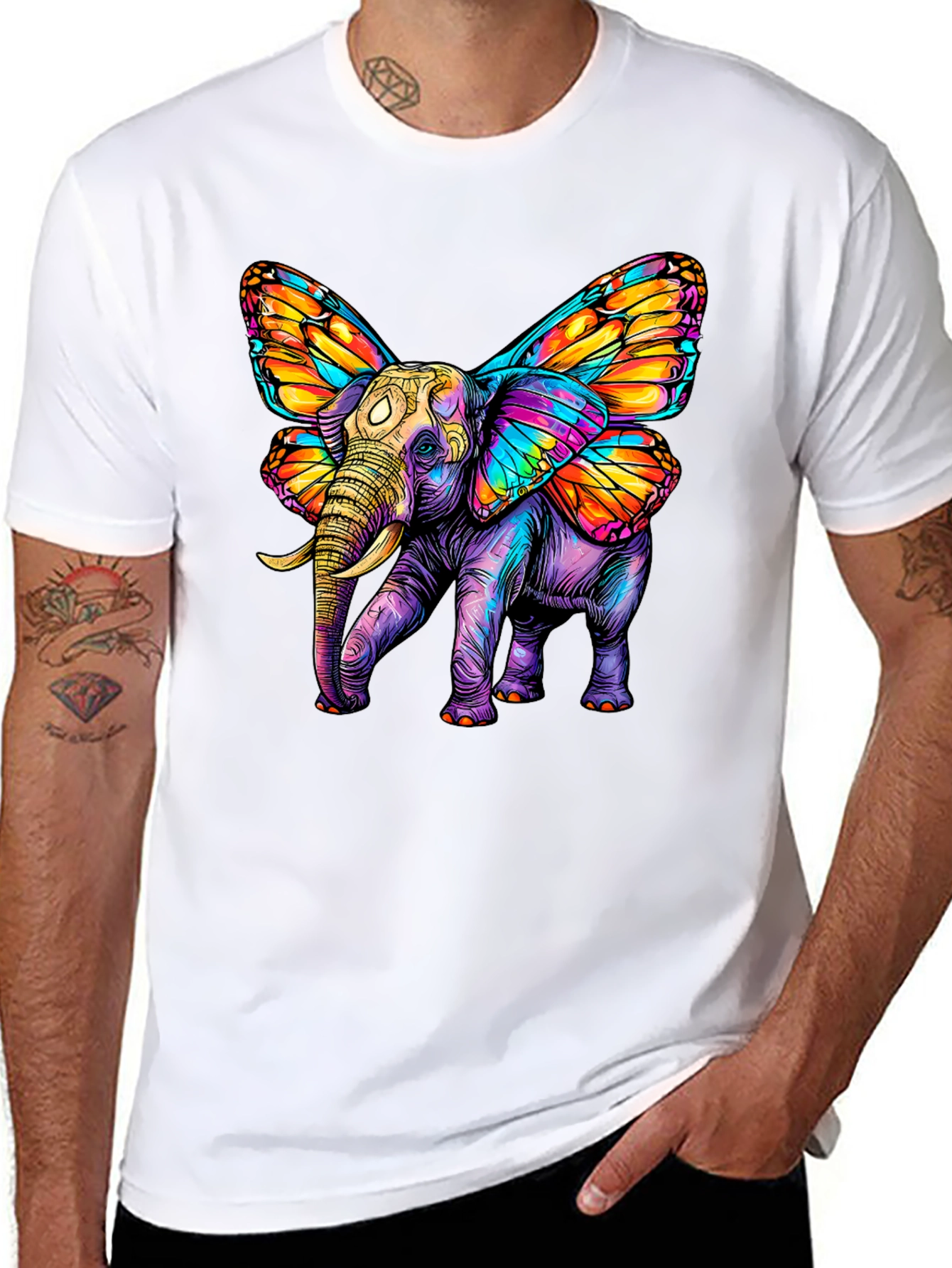 Black Butterfly Winged Elephant Graphic Tee view 8