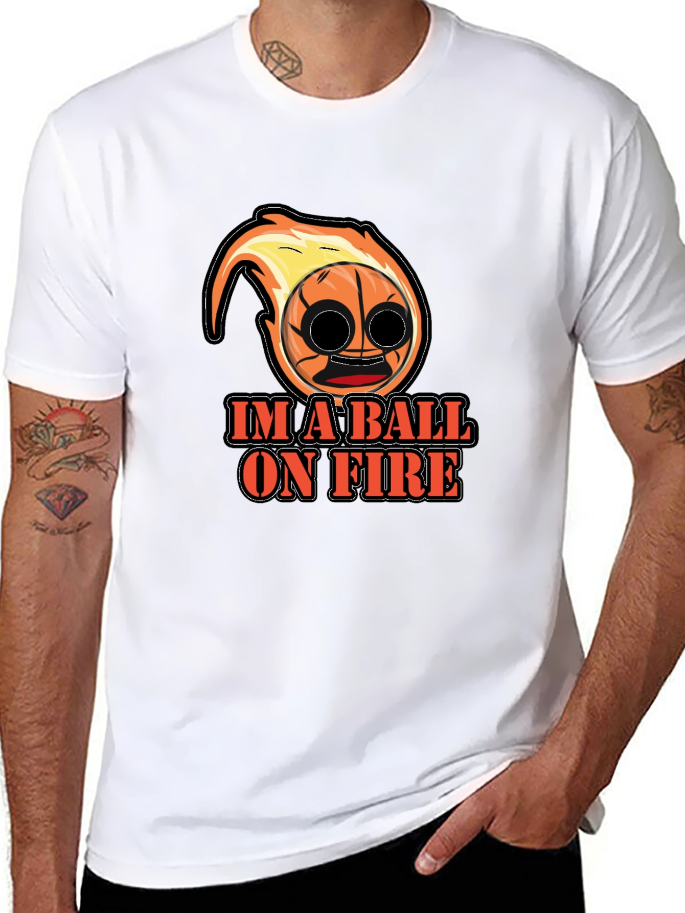Black Im a Ball On Fire Graphic Tee - Black Cotton Blend view 8