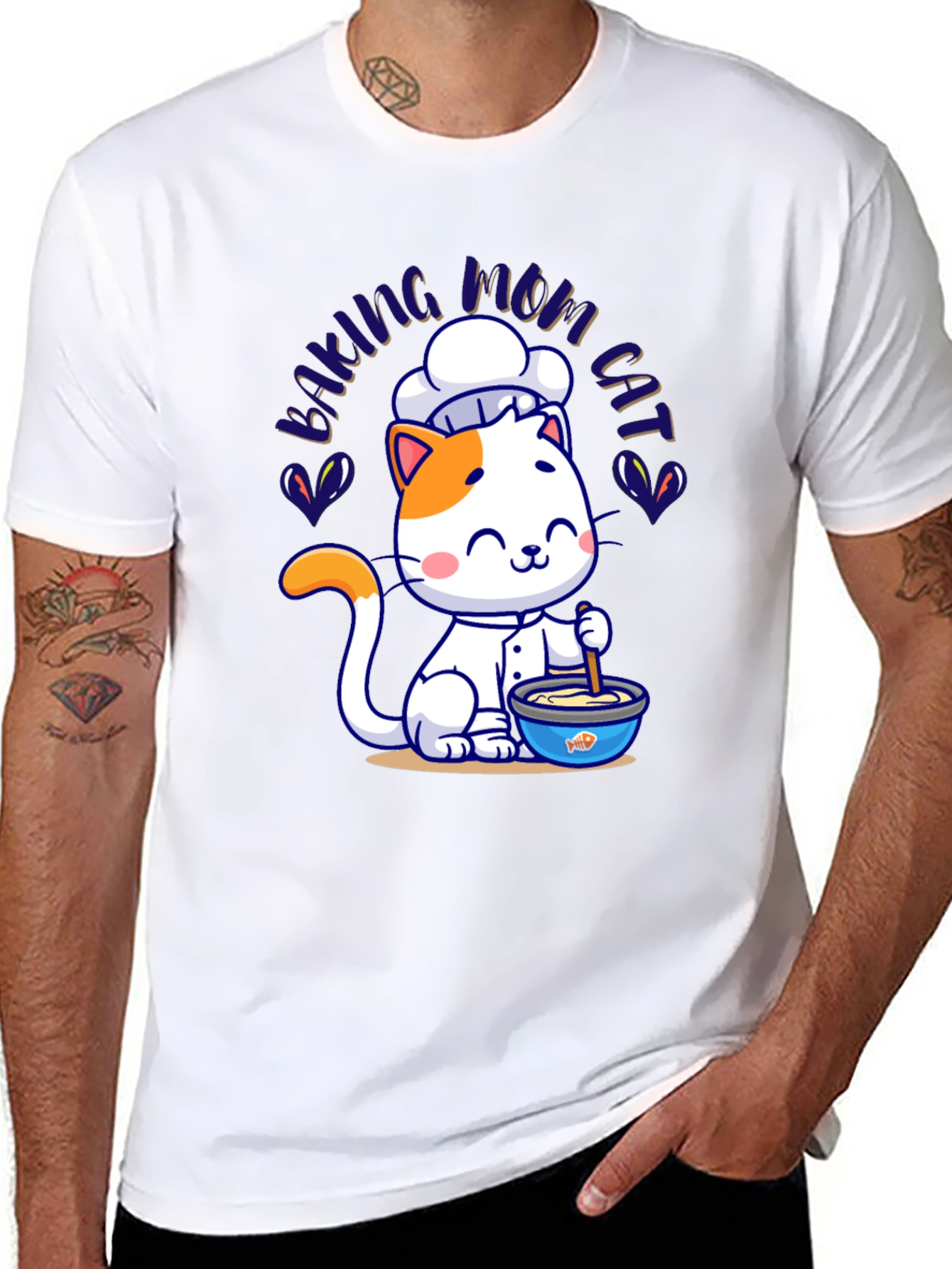 Black Baking Mom Cat T-Shirt - Cute Chef Kitten Design view 8
