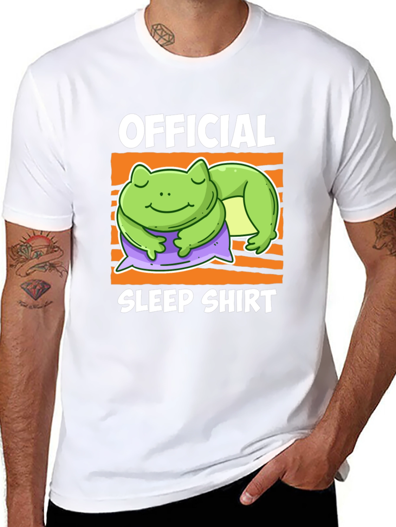 Black Official Sleep Shirt - Lazy Frog Graphic Tee view 8
