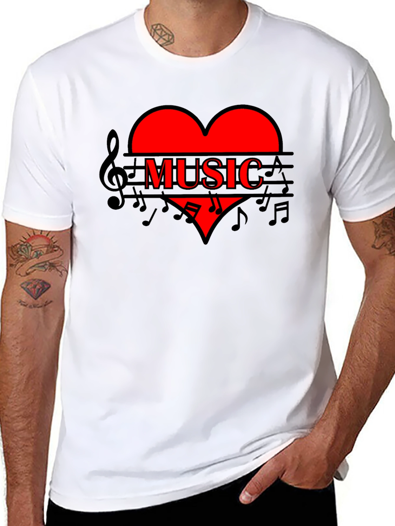 Black Music Heart T-Shirt - Stylish Graphic Tee view 8