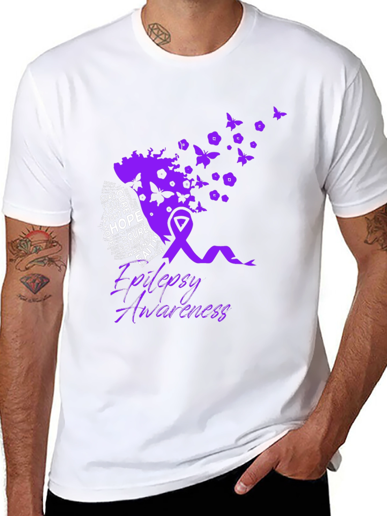 Epilepsy Awareness T-Shirt - Purple Ribbon Design - 8