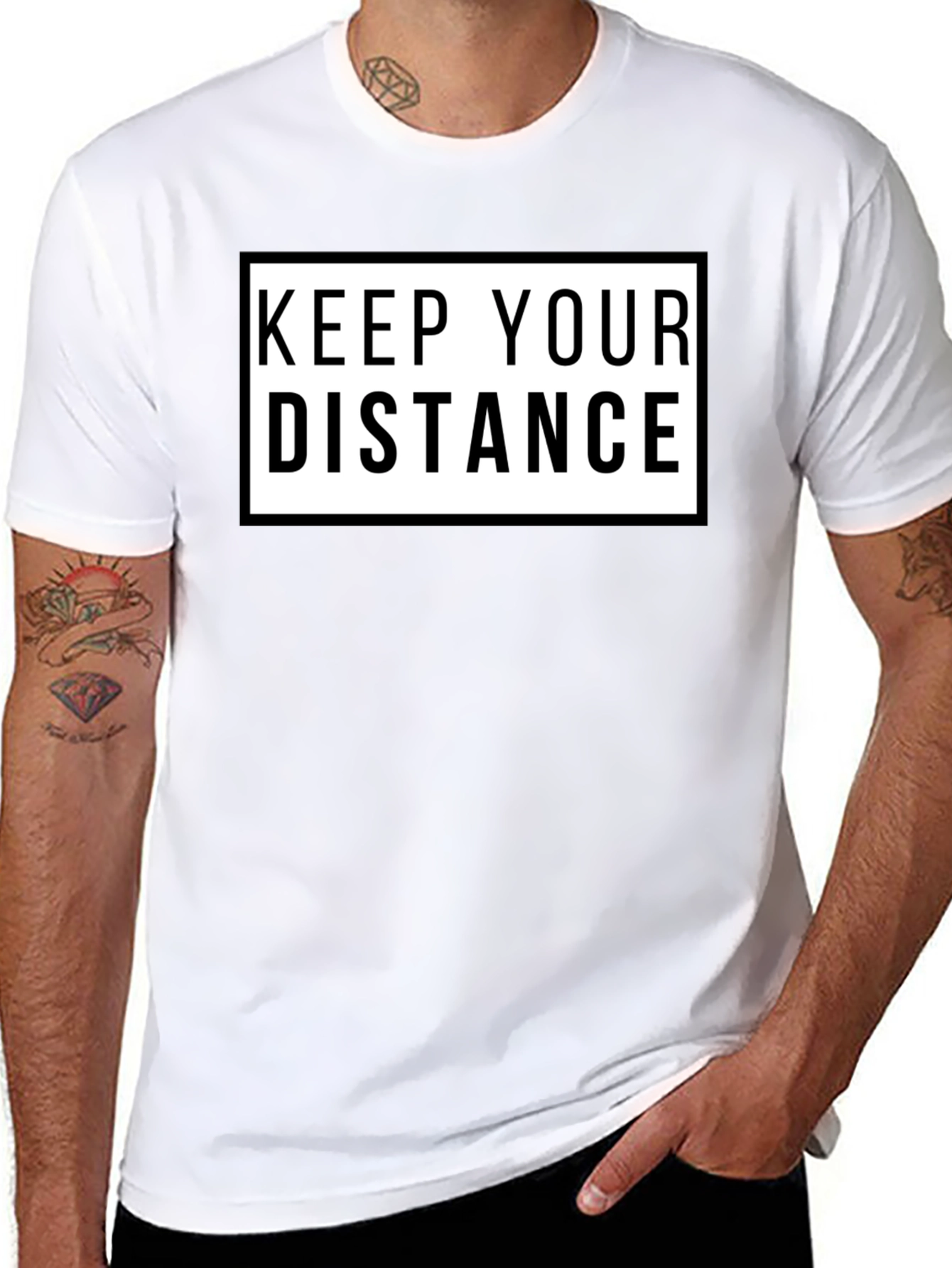 Black Keep Your Distance Graphic Tee - Black view 8