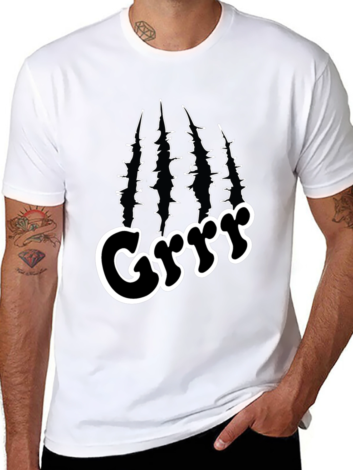 Black Grrr Graphic T-Shirt - Bold Black Tee for Men view 8