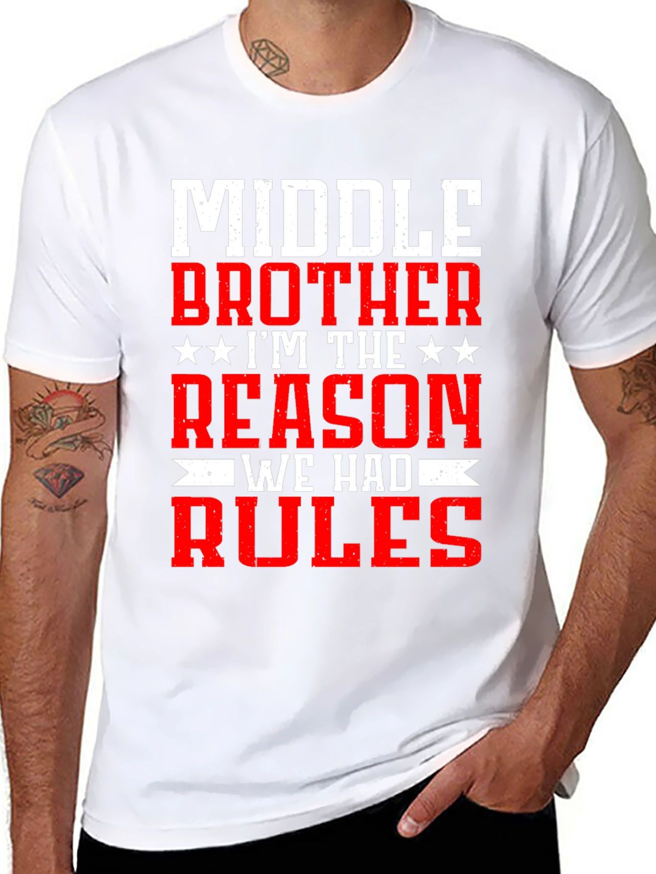 Black Middle Brother Reason Rules T-Shirt view 8