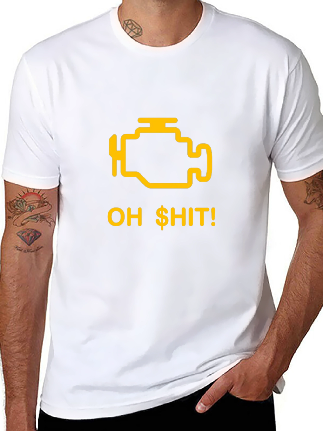 Black Check Engine Funny Graphic T-Shirt view 8