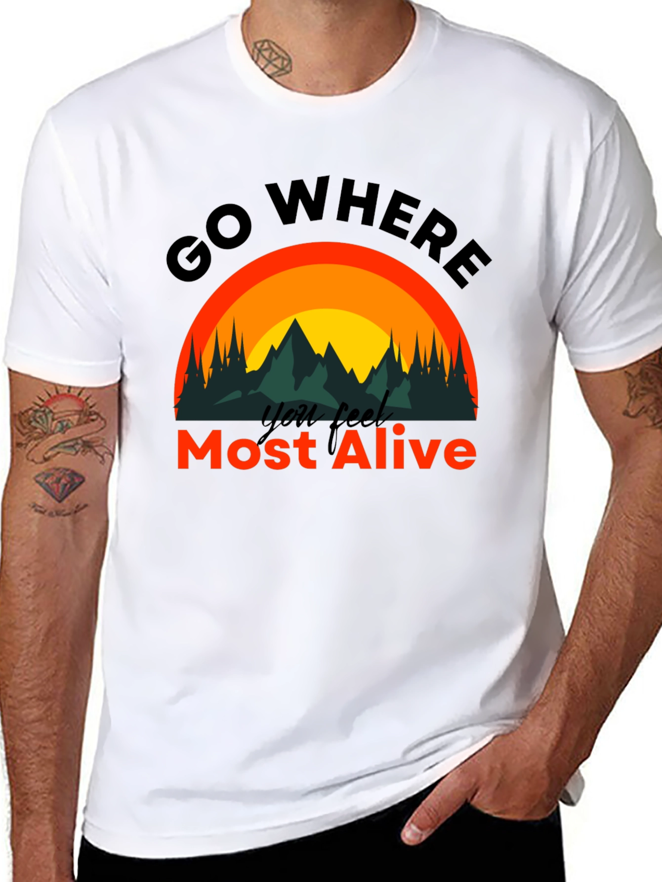 Black Go Where You Feel Most Alive T-Shirt view 8
