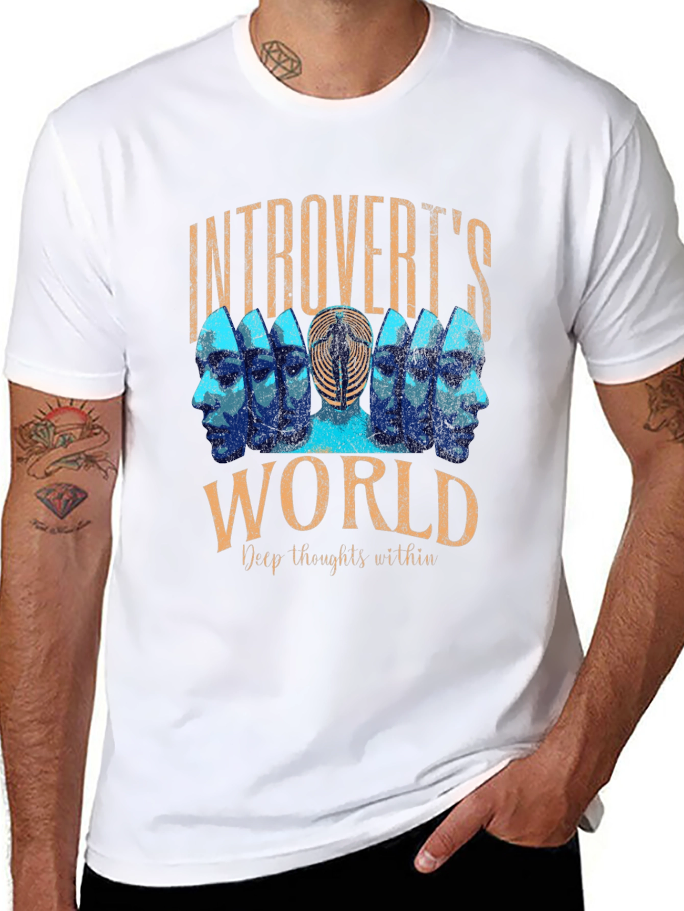 Black Introvert's World Graphic T-Shirt - Deep Thoughts Tee view 8