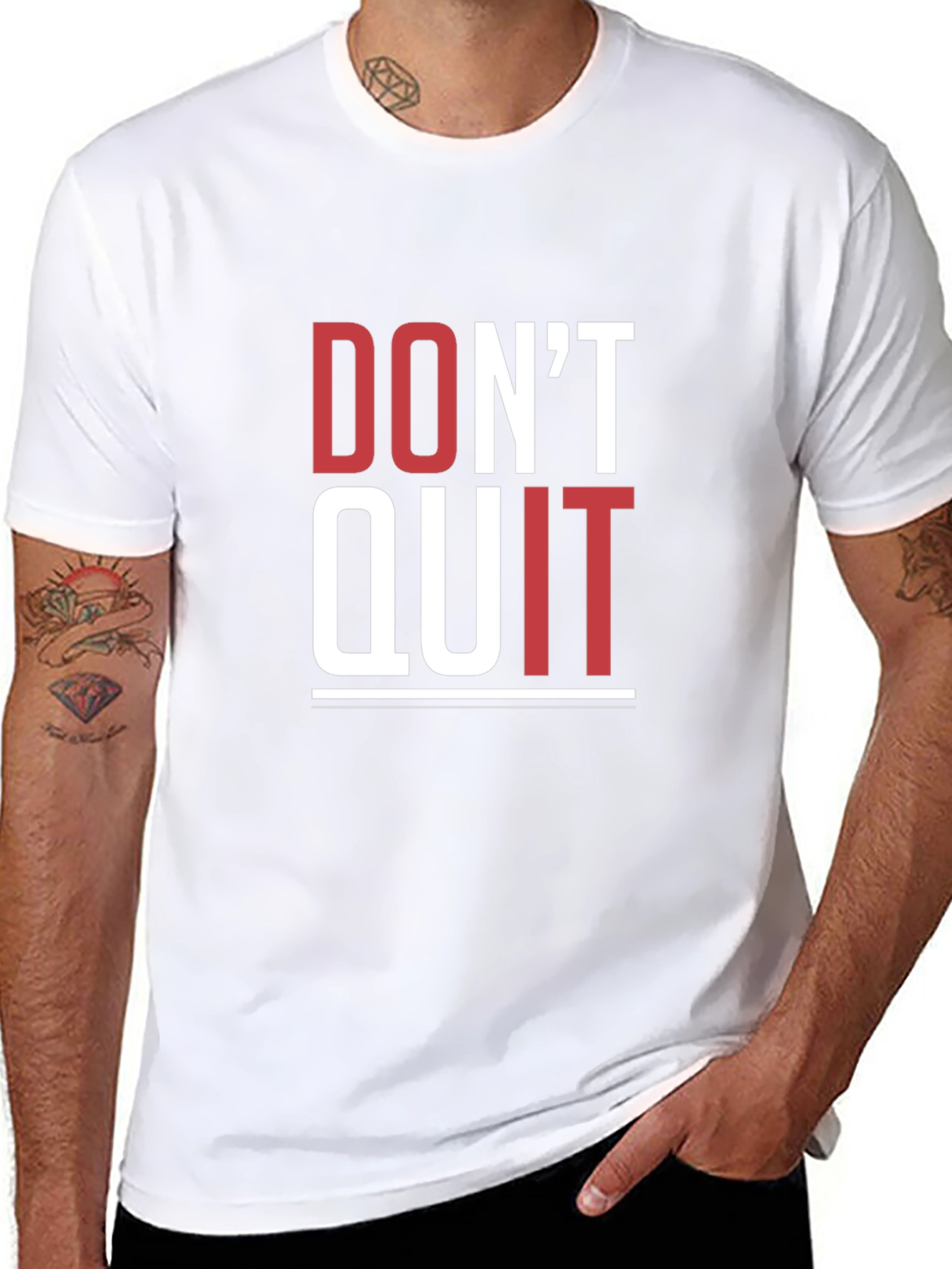Black Motivational Graphic Tee - Don't Quit T-Shirt view 8