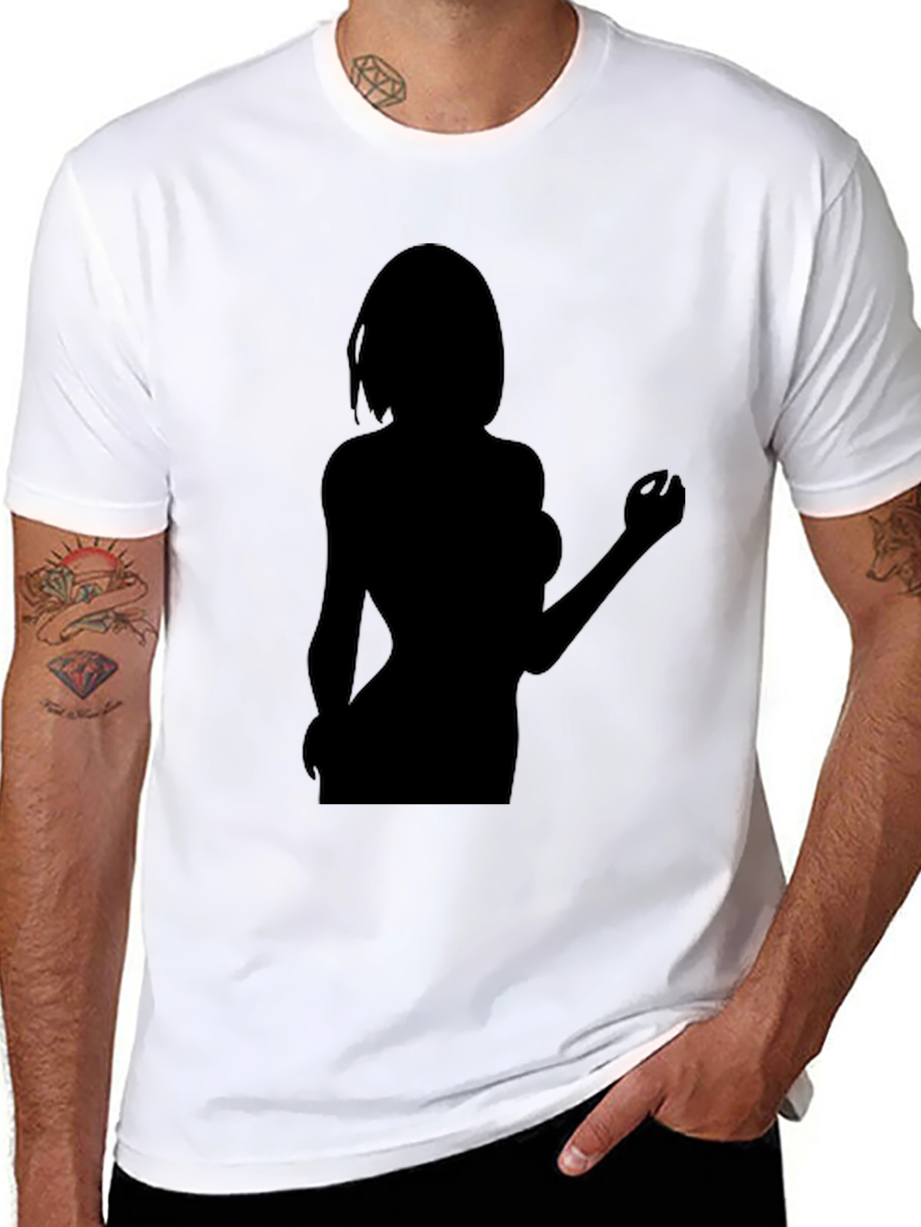 Black Silhouette Graphic Tee - Black Unisex T-Shirt view 8