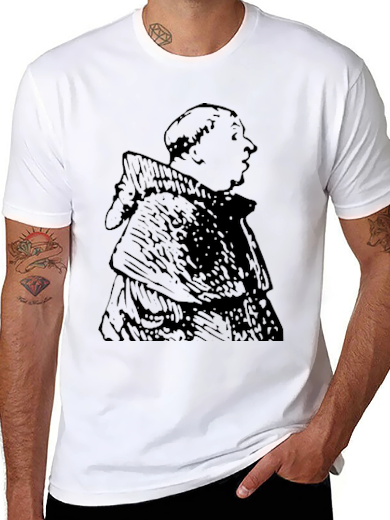 Black Monk Graphic Tee - Black Cotton Blend Casual view 8