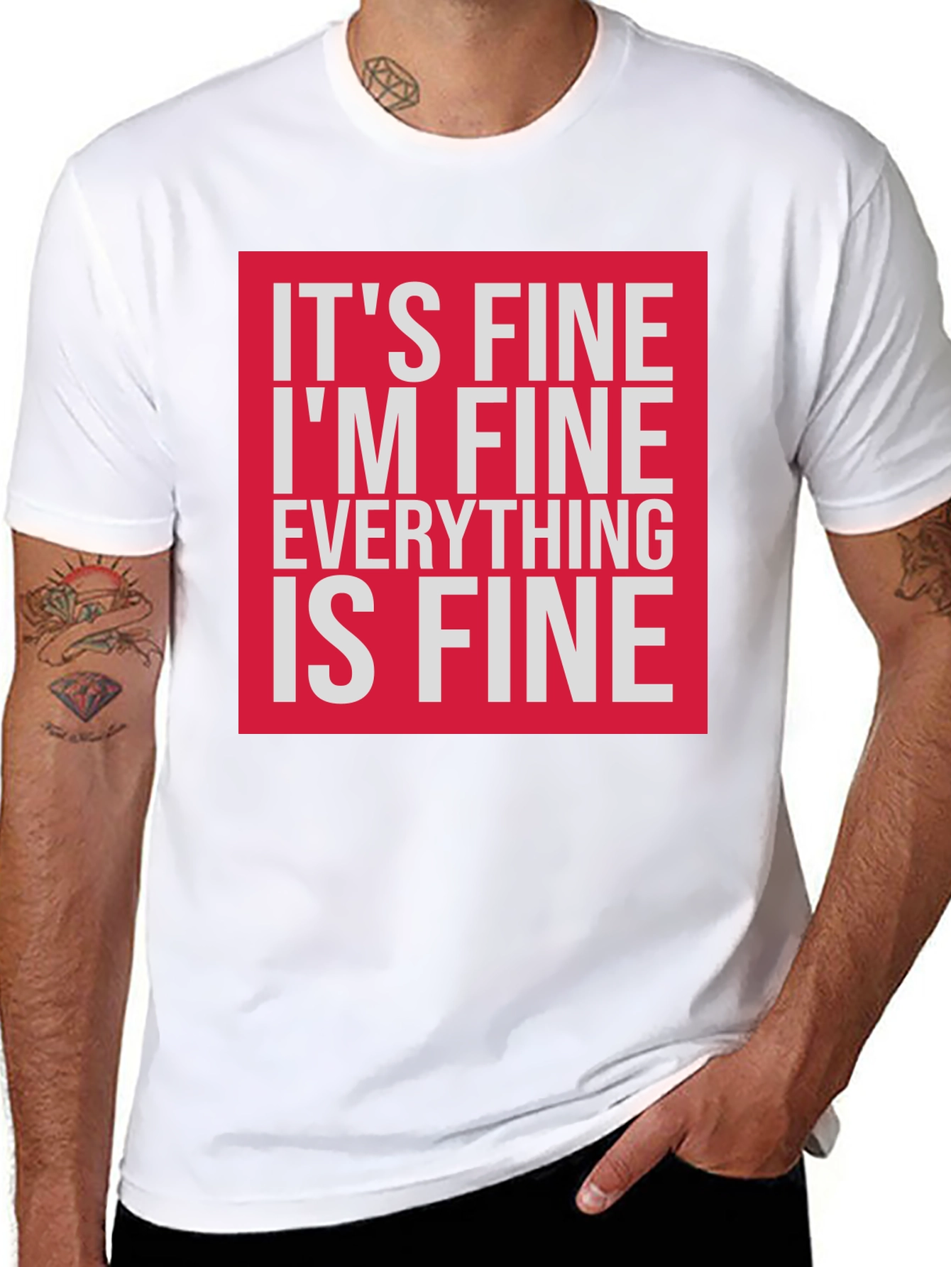 Black It's Fine I'm Fine Everything is Fine T-Shirt view 8