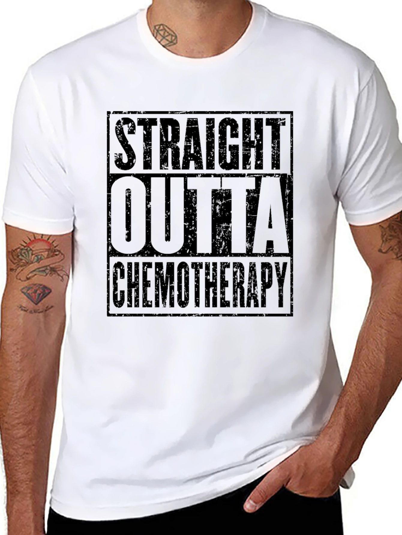 Black Straight Outta Chemotherapy T-Shirt - Funny Cancer Survivor Tee view 8