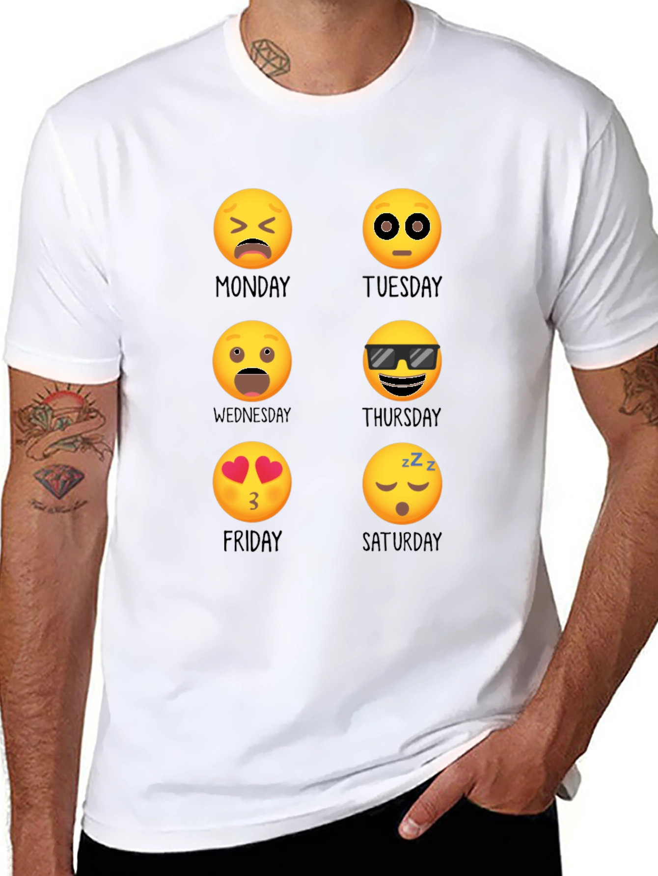 Black Emoji Days of the Week T-Shirt view 8