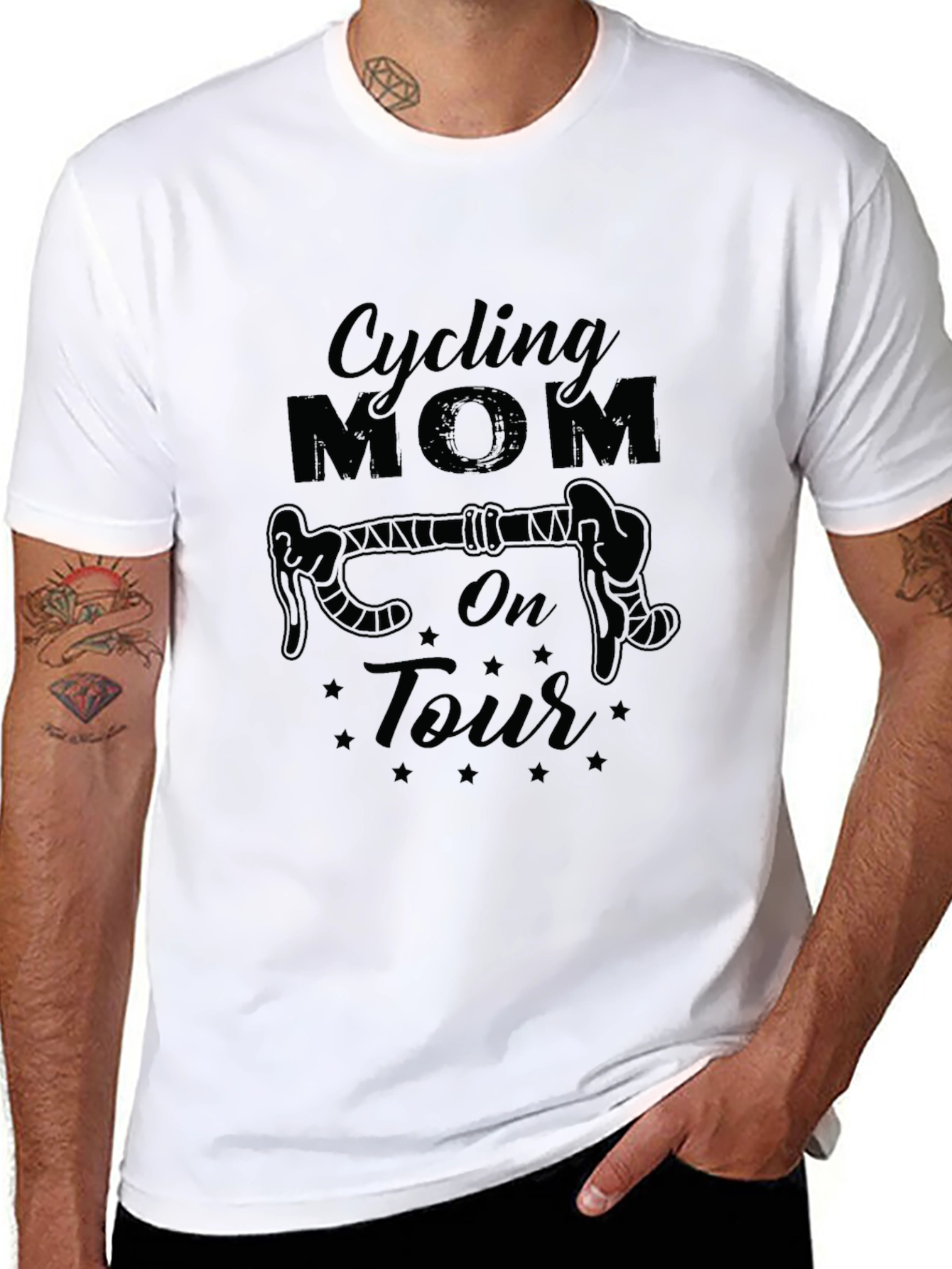 Black Cycling Mom On Tour Black T-Shirt view 8