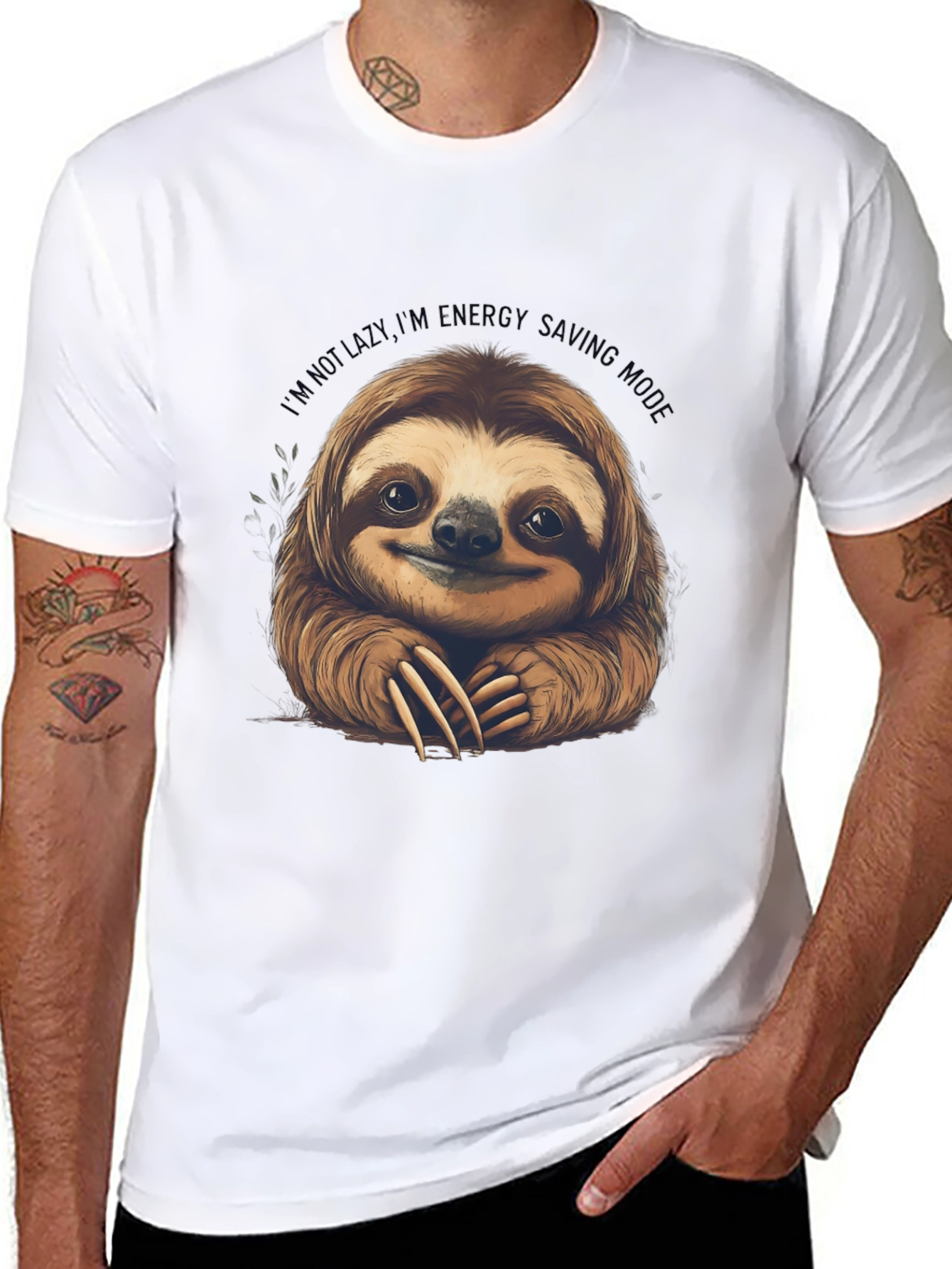 Black Sloth Energy Saving Mode Graphic Tee view 8