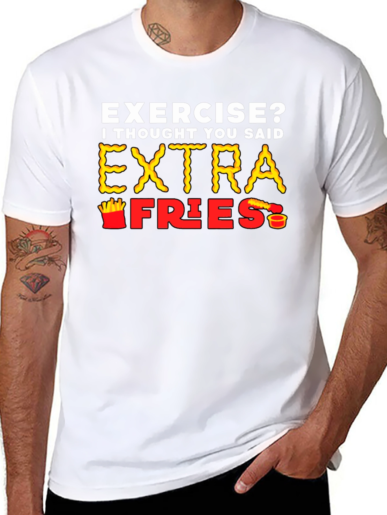 Black Exercise? Extra Fries T-Shirt view 8