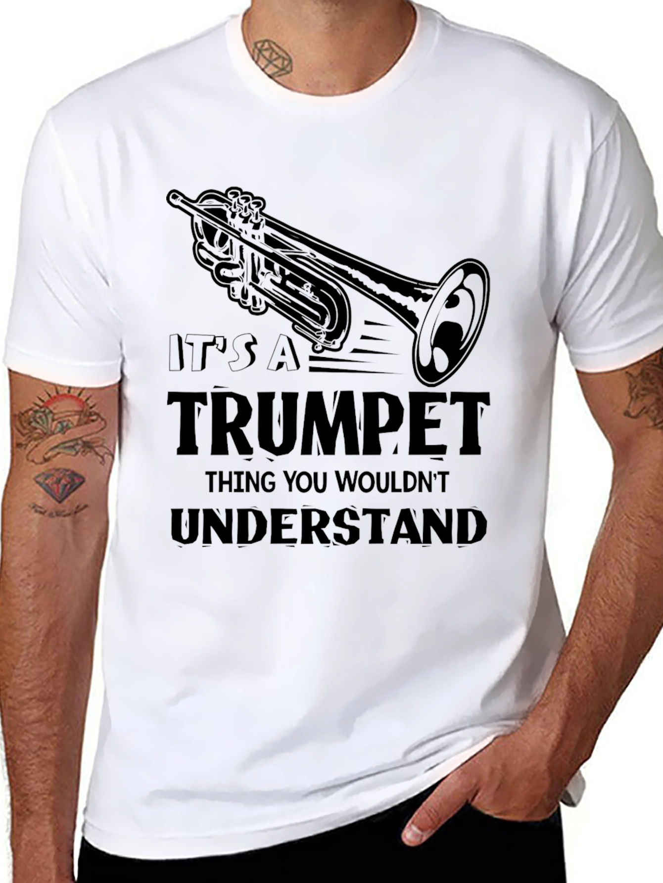 Black Trumpet Thing T-Shirt - Musician Gift view 8