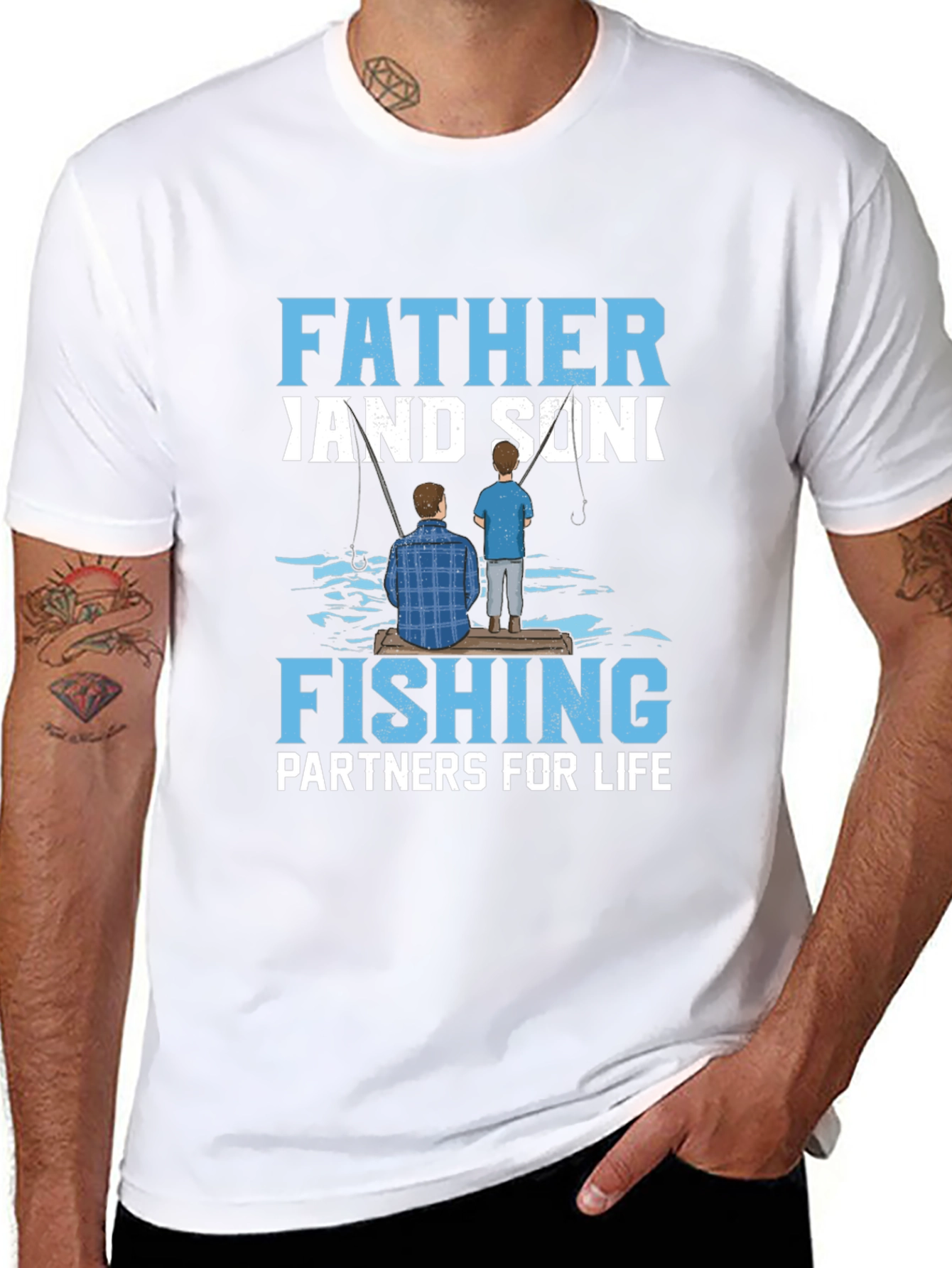Black Father and Son Fishing Partners T-Shirt view 8