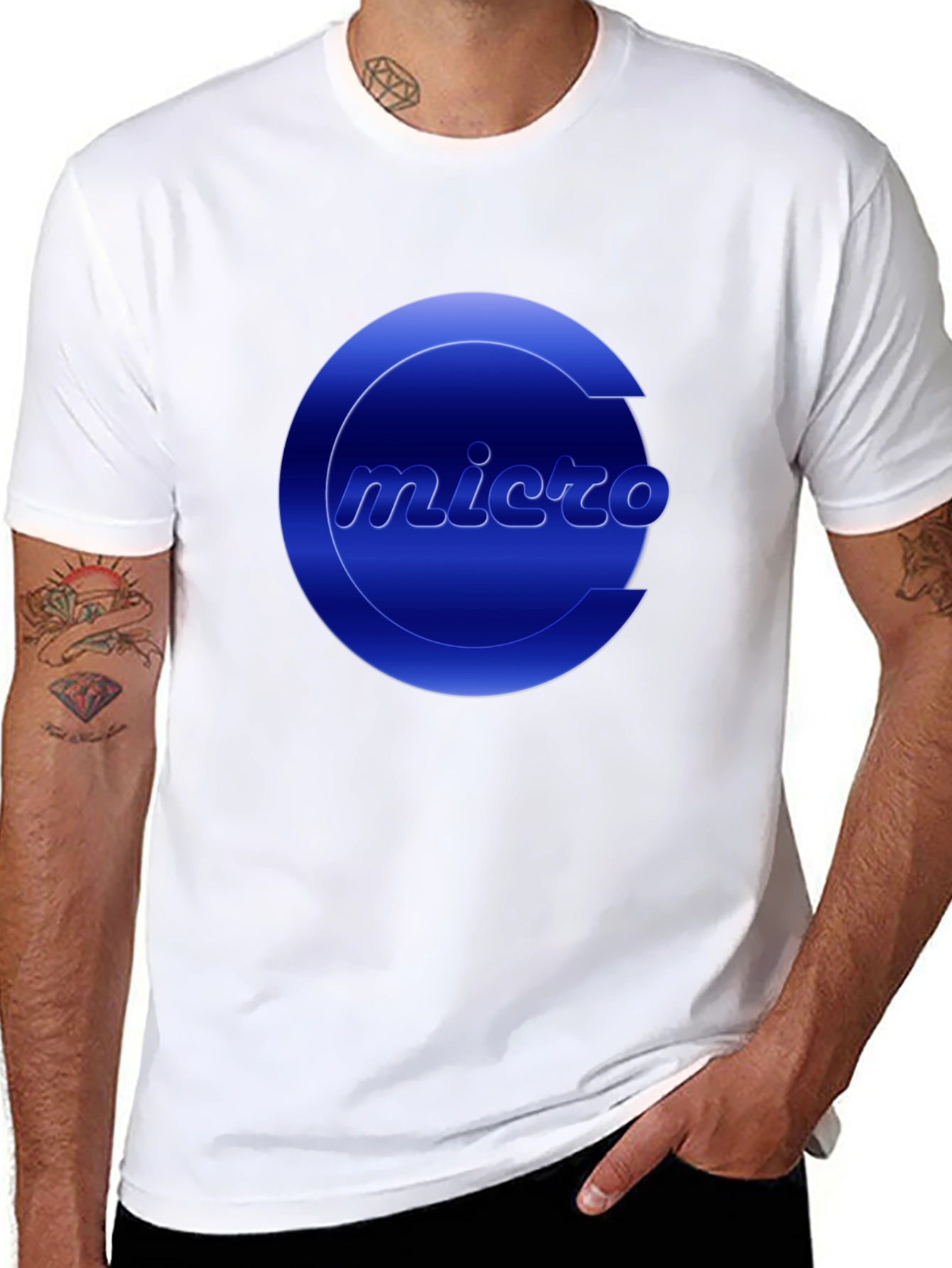 Black Micro Graphic Tee - Cool Blue Logo T-Shirt view 8