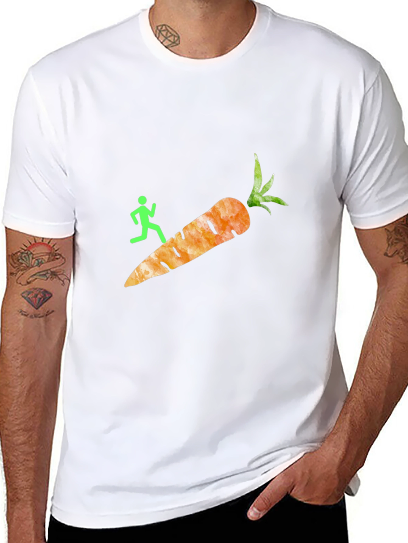 Black Running Carrot T-Shirt - Funny Graphic Tee view 8