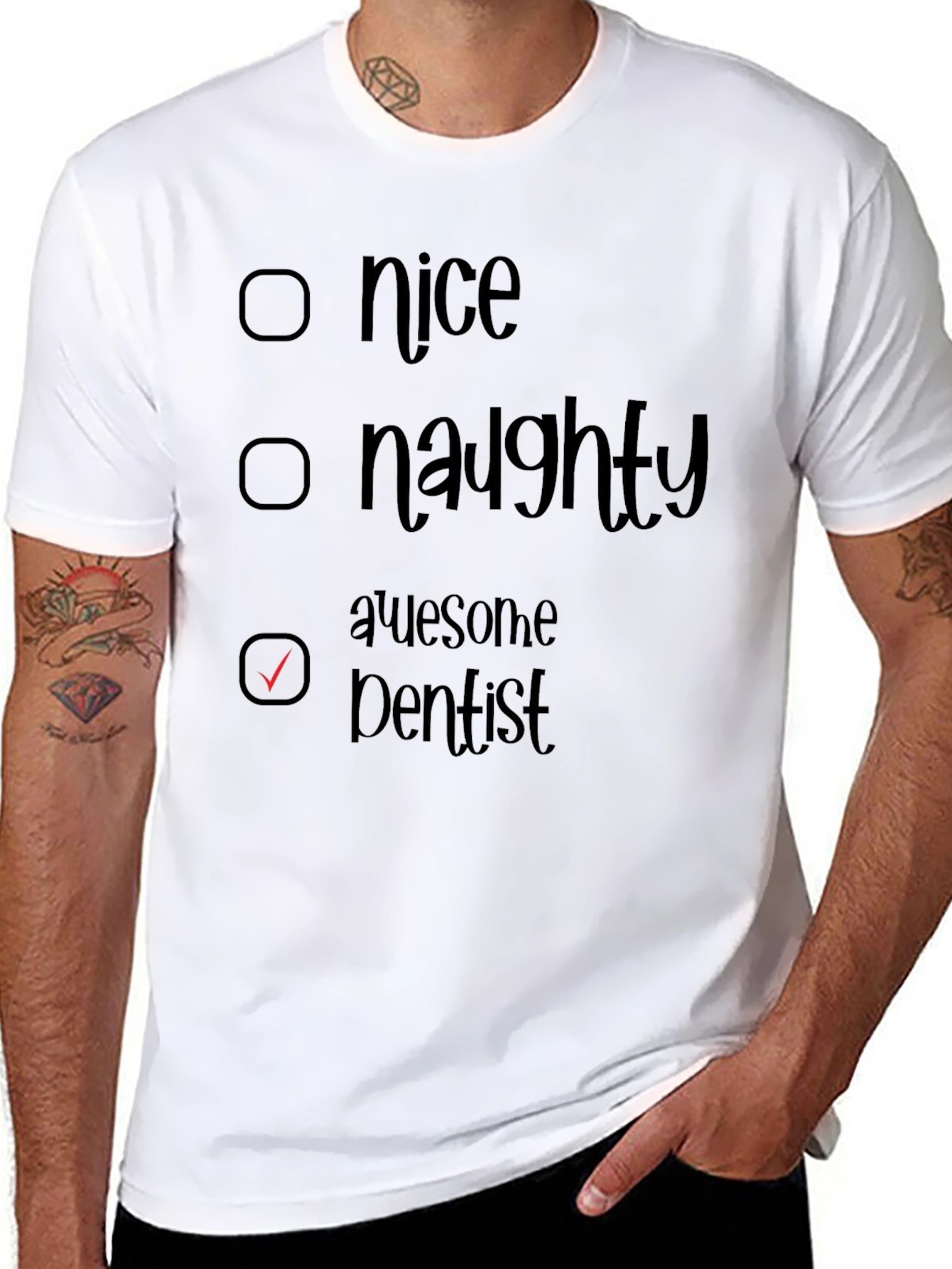 Black Awesome Dentist T-Shirt: Nice, Naughty Choice view 8