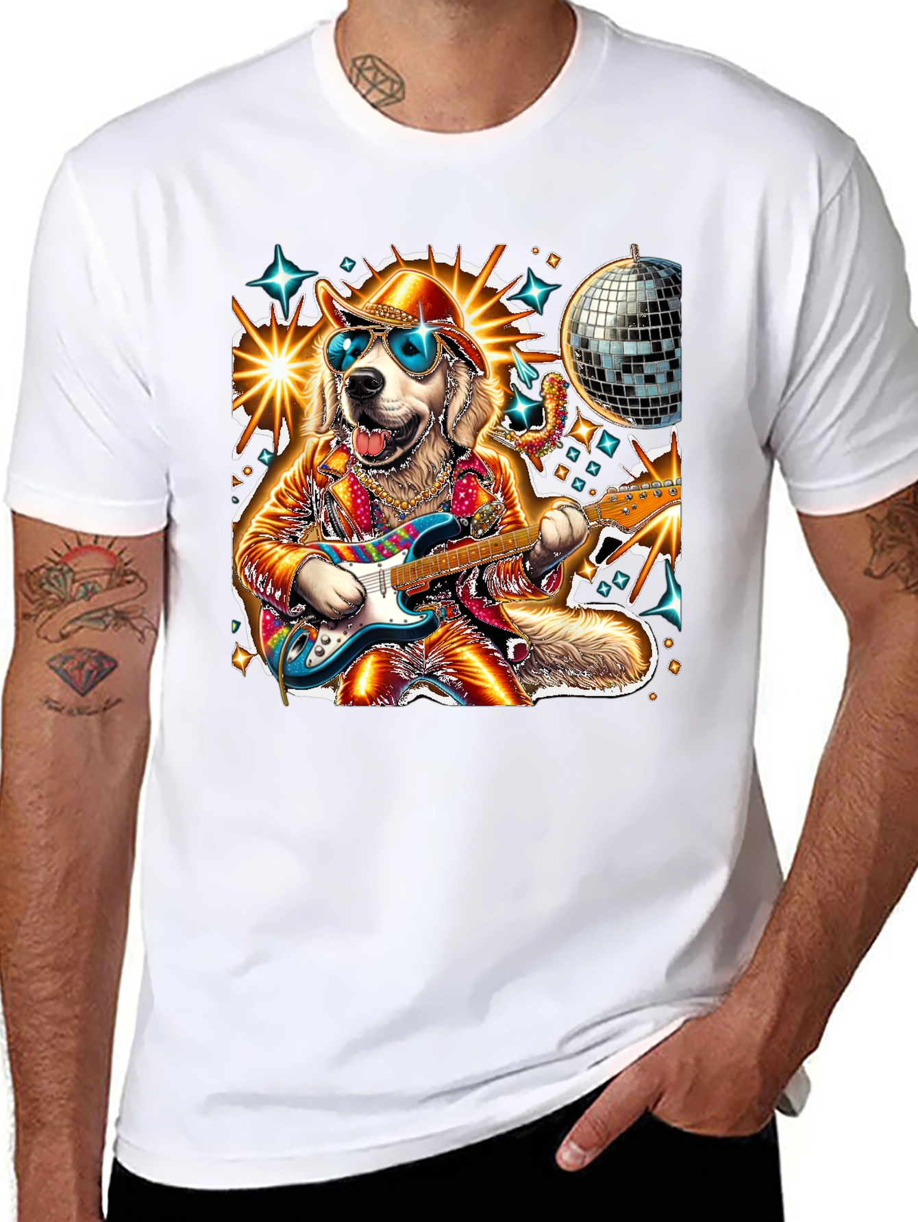 Disco Dog Guitarist Graphic Tee - 8