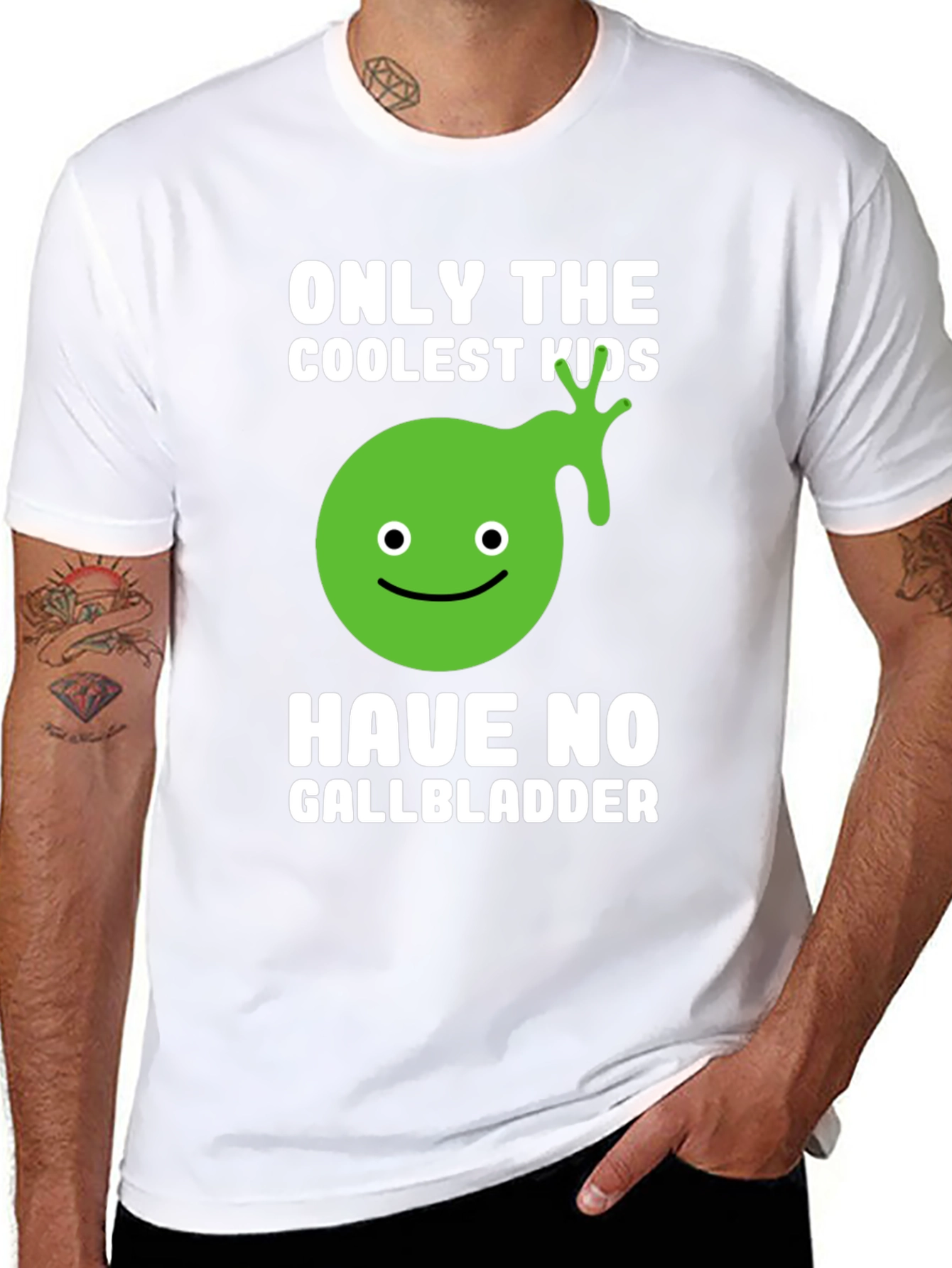 Black Coolest Kids No Gallbladder Funny Graphic T-Shirt view 8