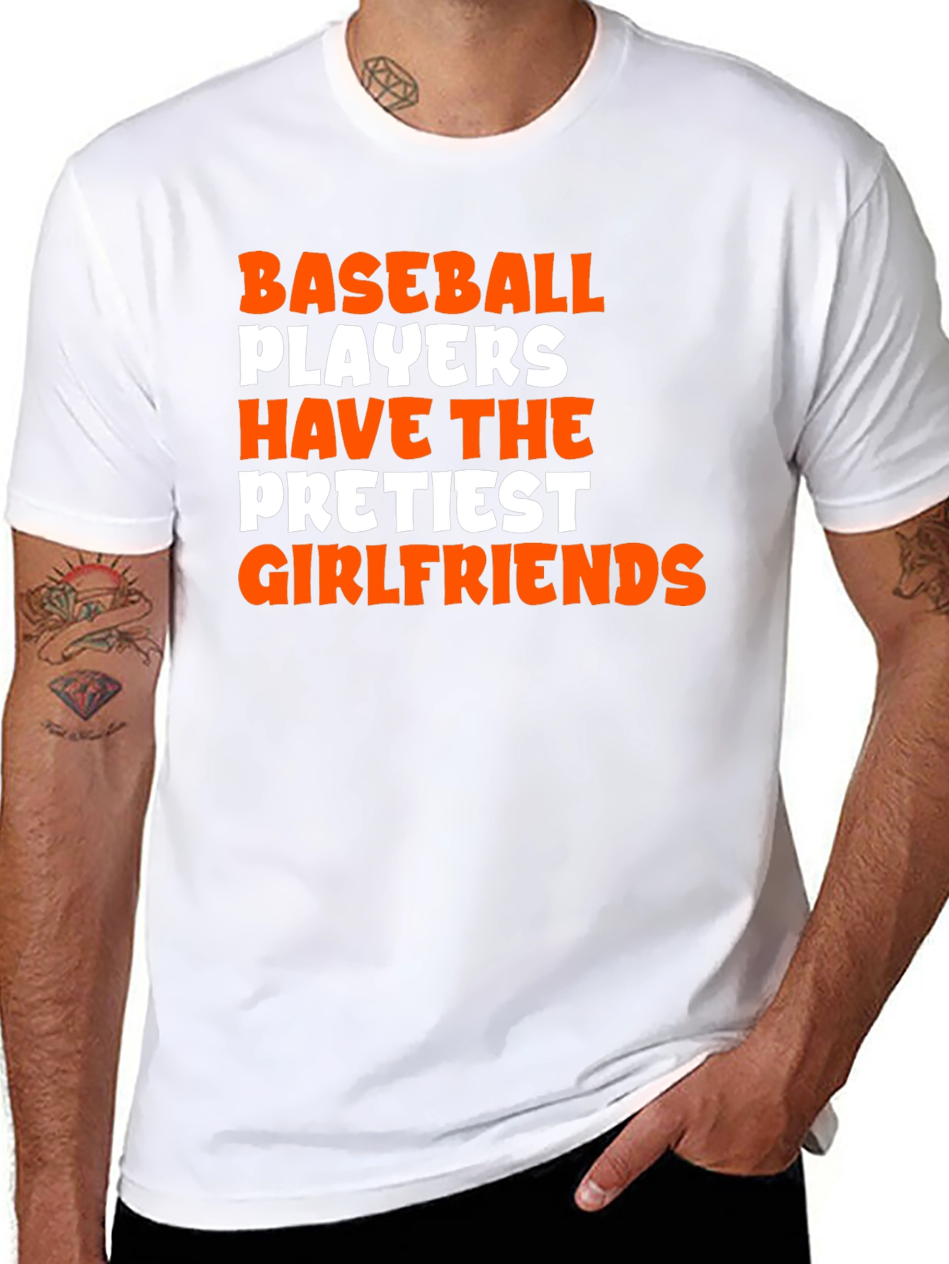 Black Baseball Player Prettiest Girlfriend Graphic T-Shirt view 8