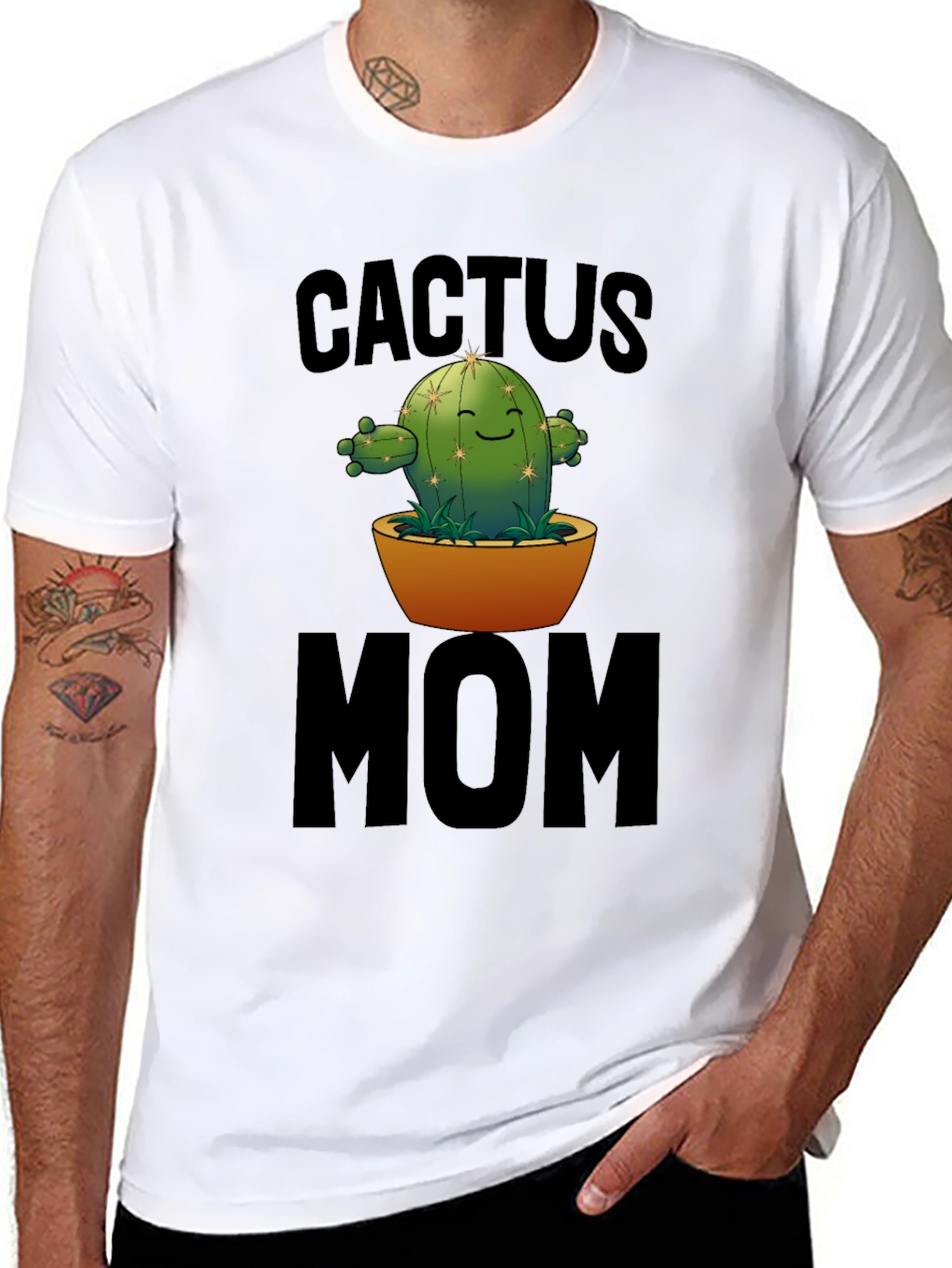 Black Cactus Mom Graphic Tee - Unisex Crew Neck view 8
