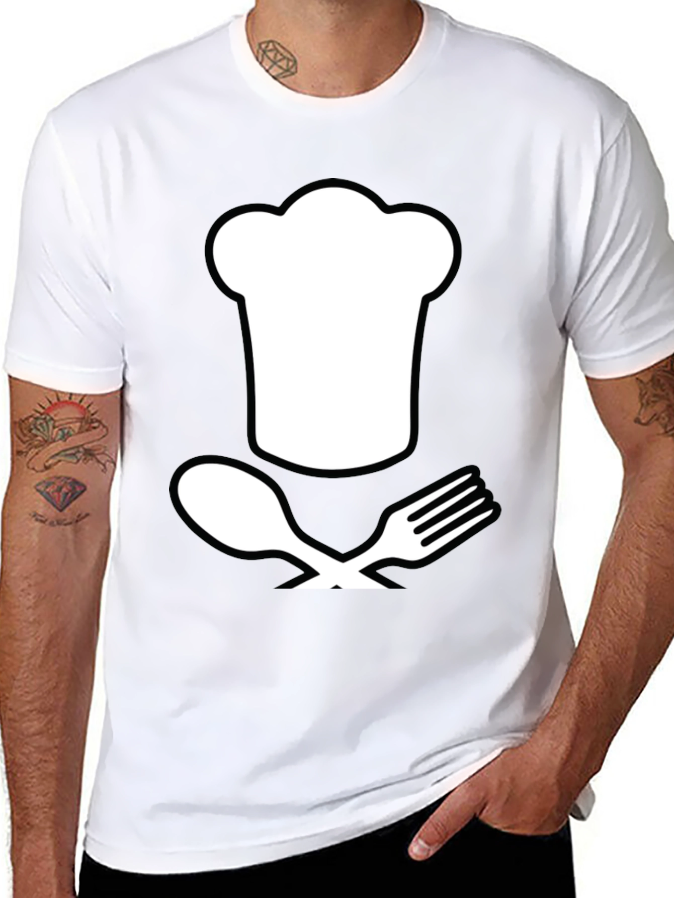 Black Chef Hat and Utensils T-Shirt view 8