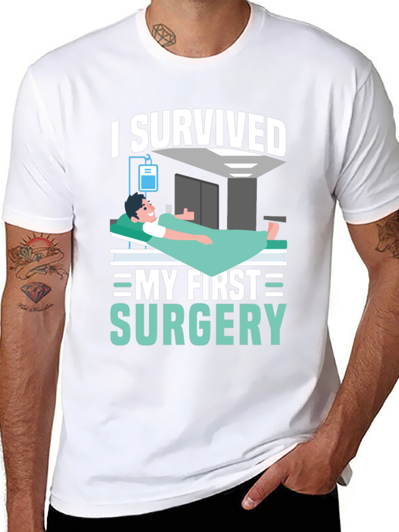 Black I Survived My First Surgery Graphic T-Shirt view 8