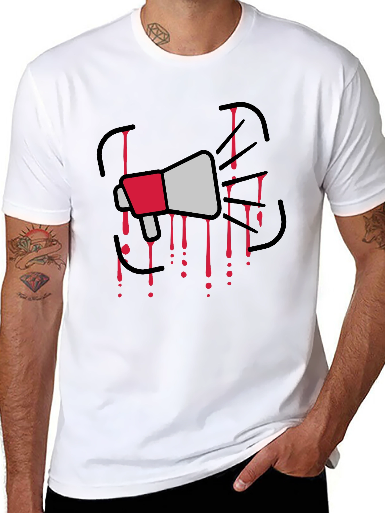 Black Megaphone Graphic Print Black T-Shirt view 8