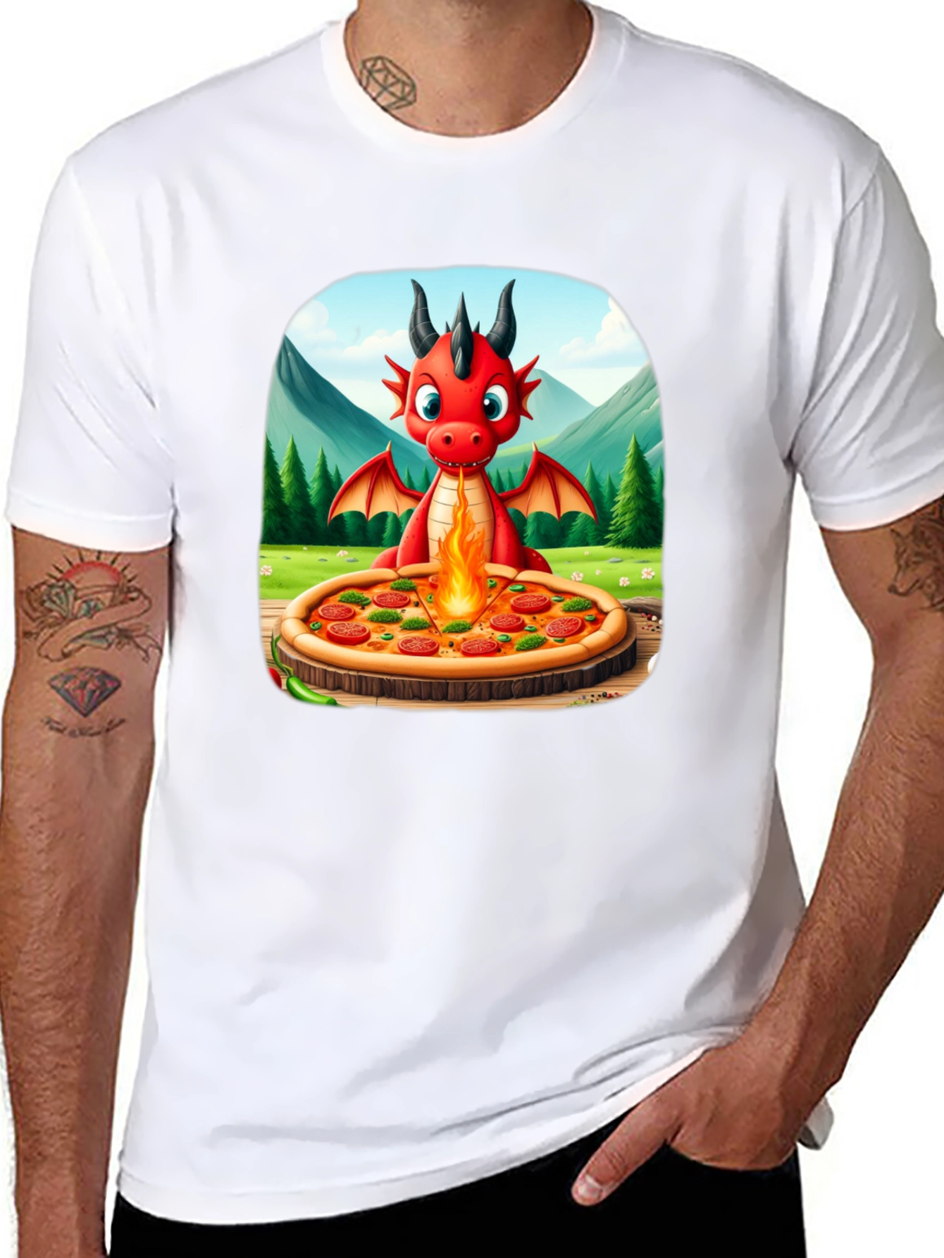 Black Dragon Pizza T-Shirt - Fun Graphic Tee view 8