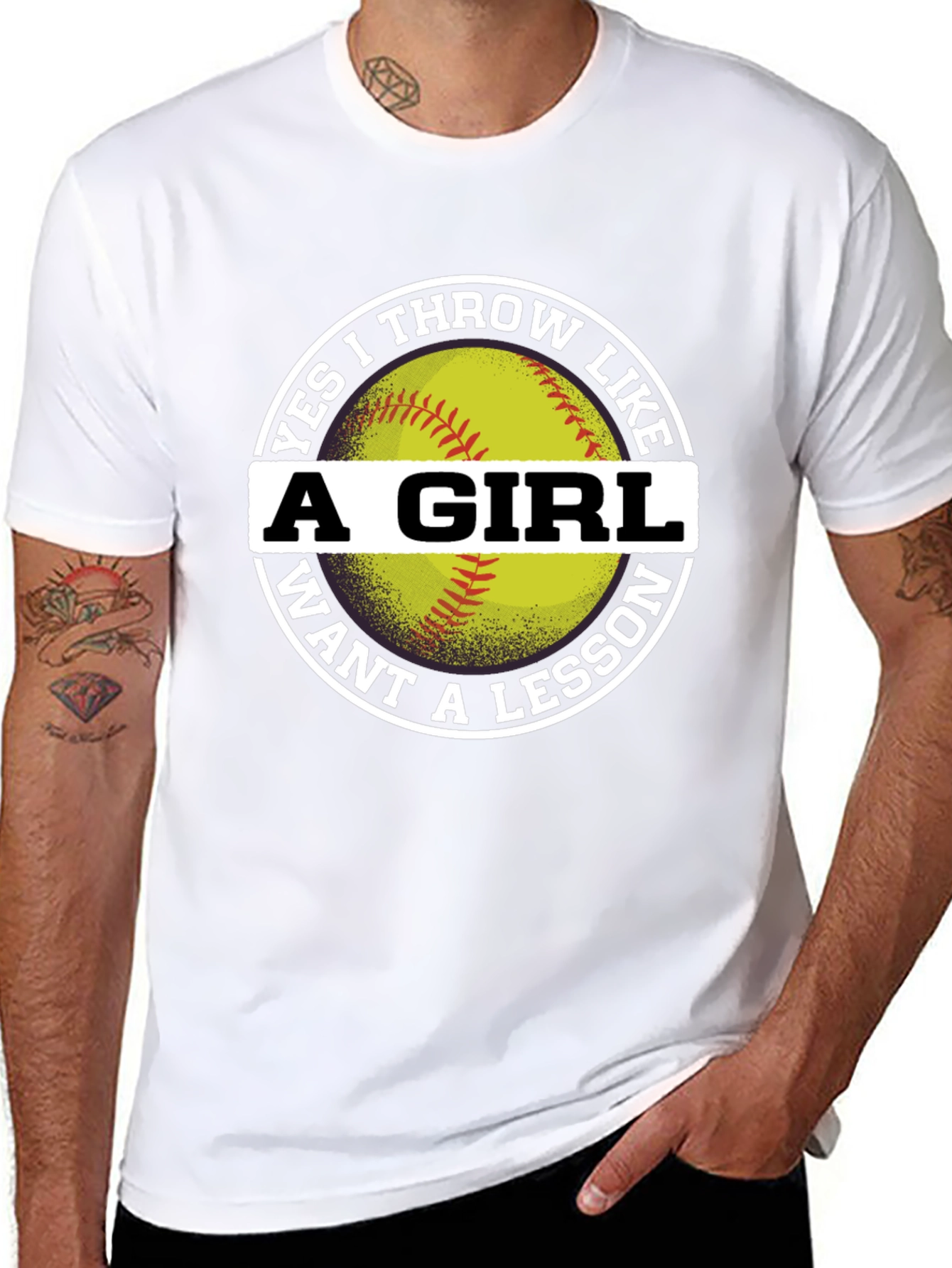 Black Yes I Throw Like A Girl T-Shirt view 8