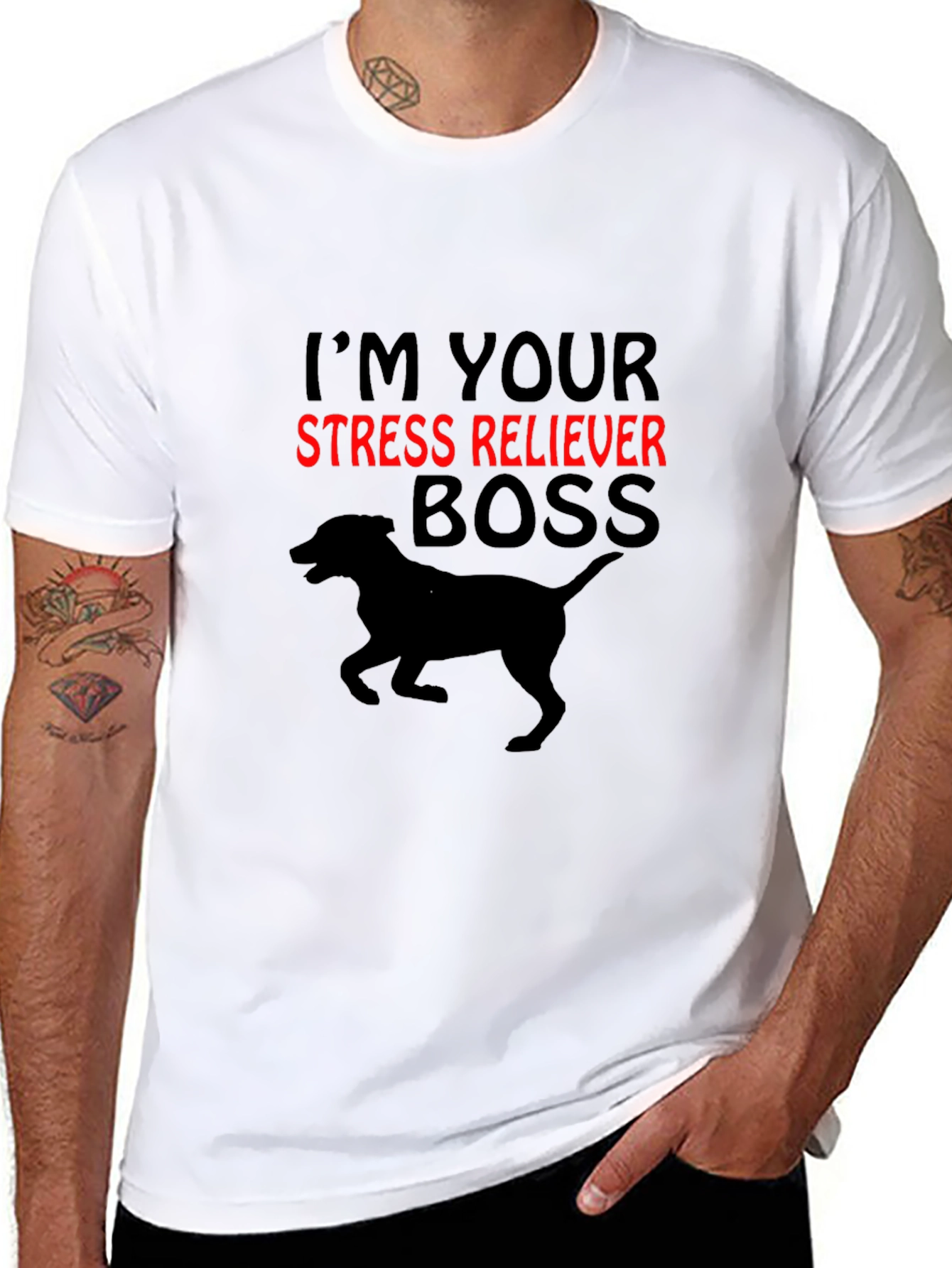 Black Stress Reliever Boss Dog Graphic Tee view 8