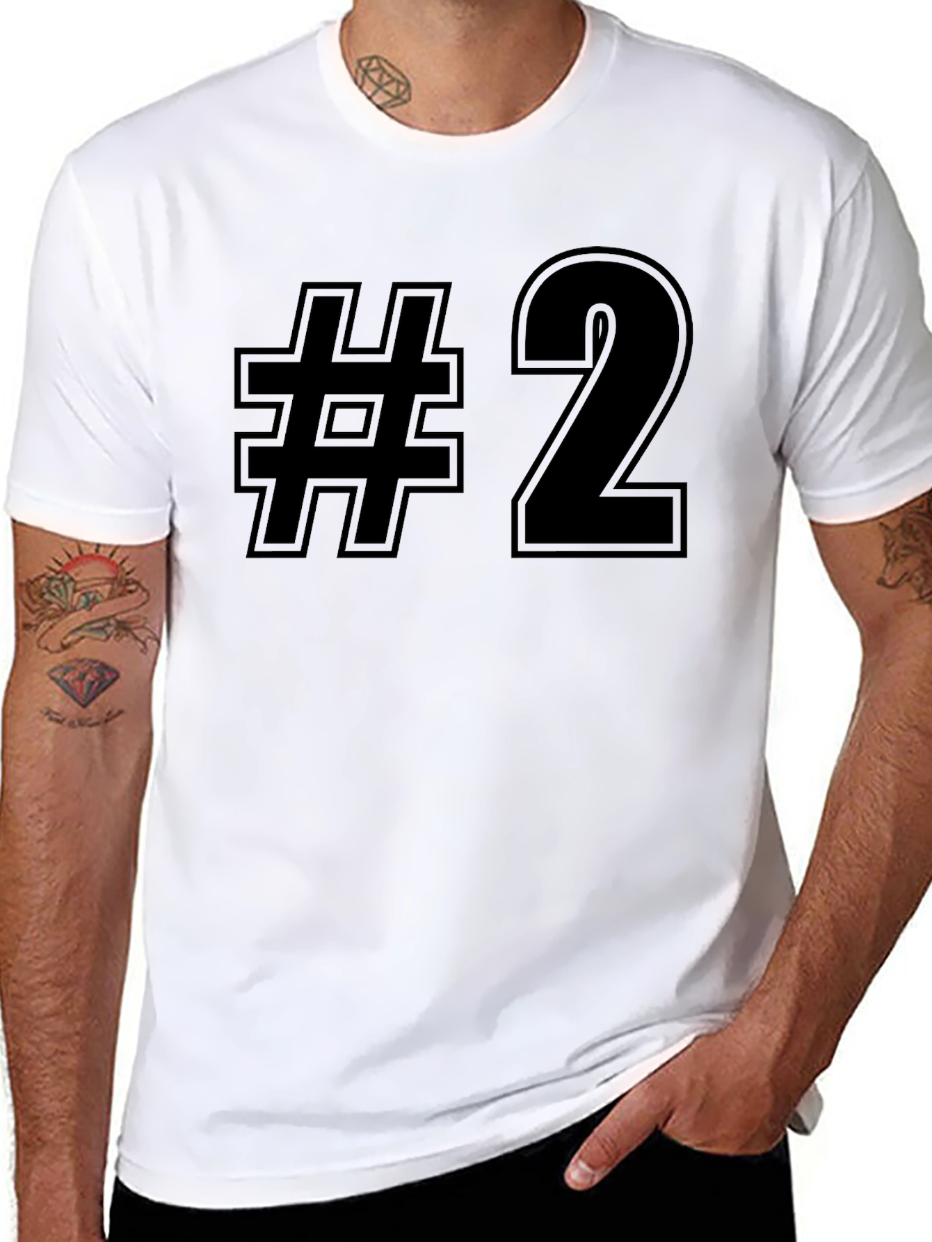 Black Hashtag Number Two Black T-Shirt view 8