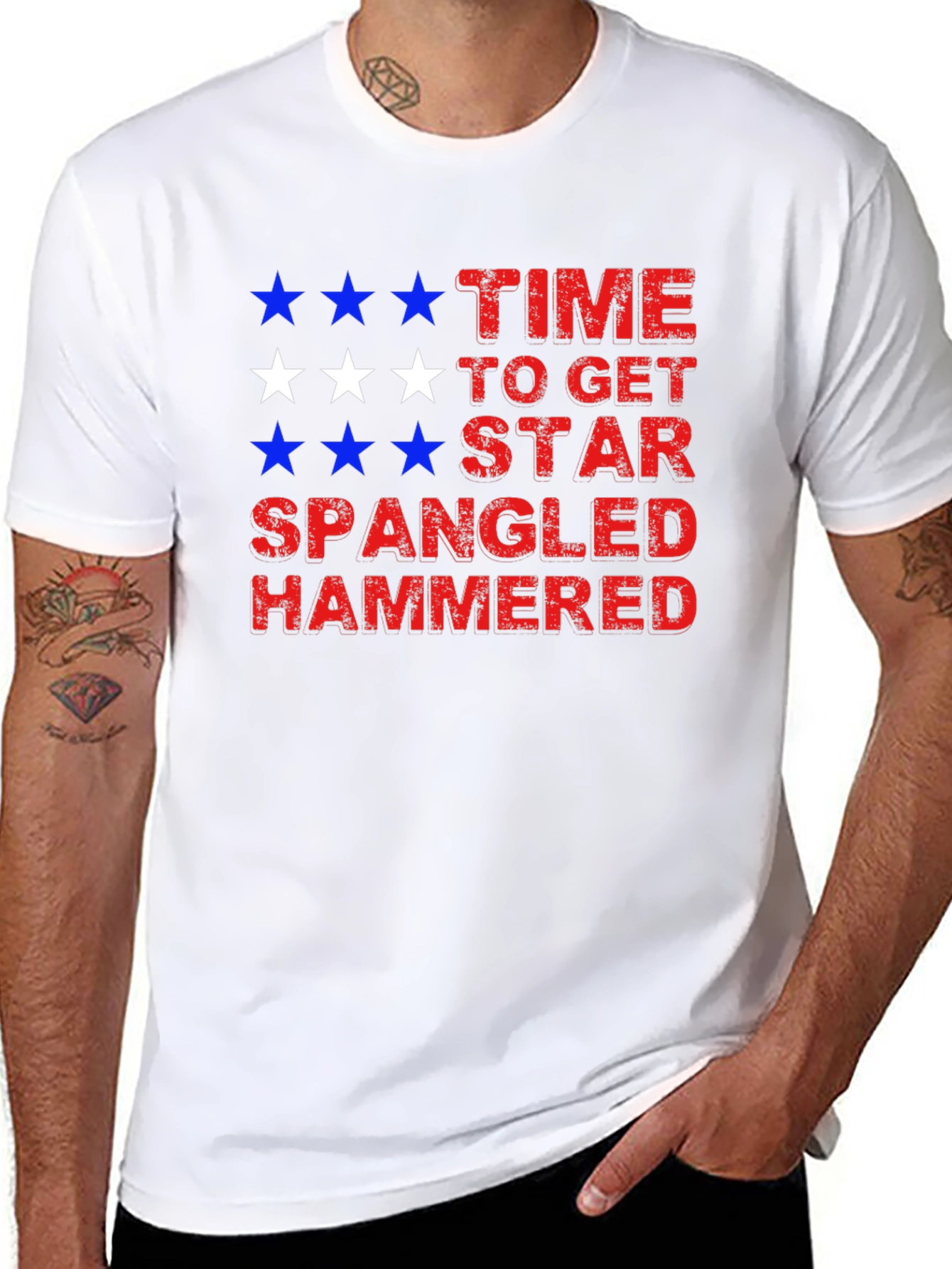 Black Star Spangled Hammered Tee view 8
