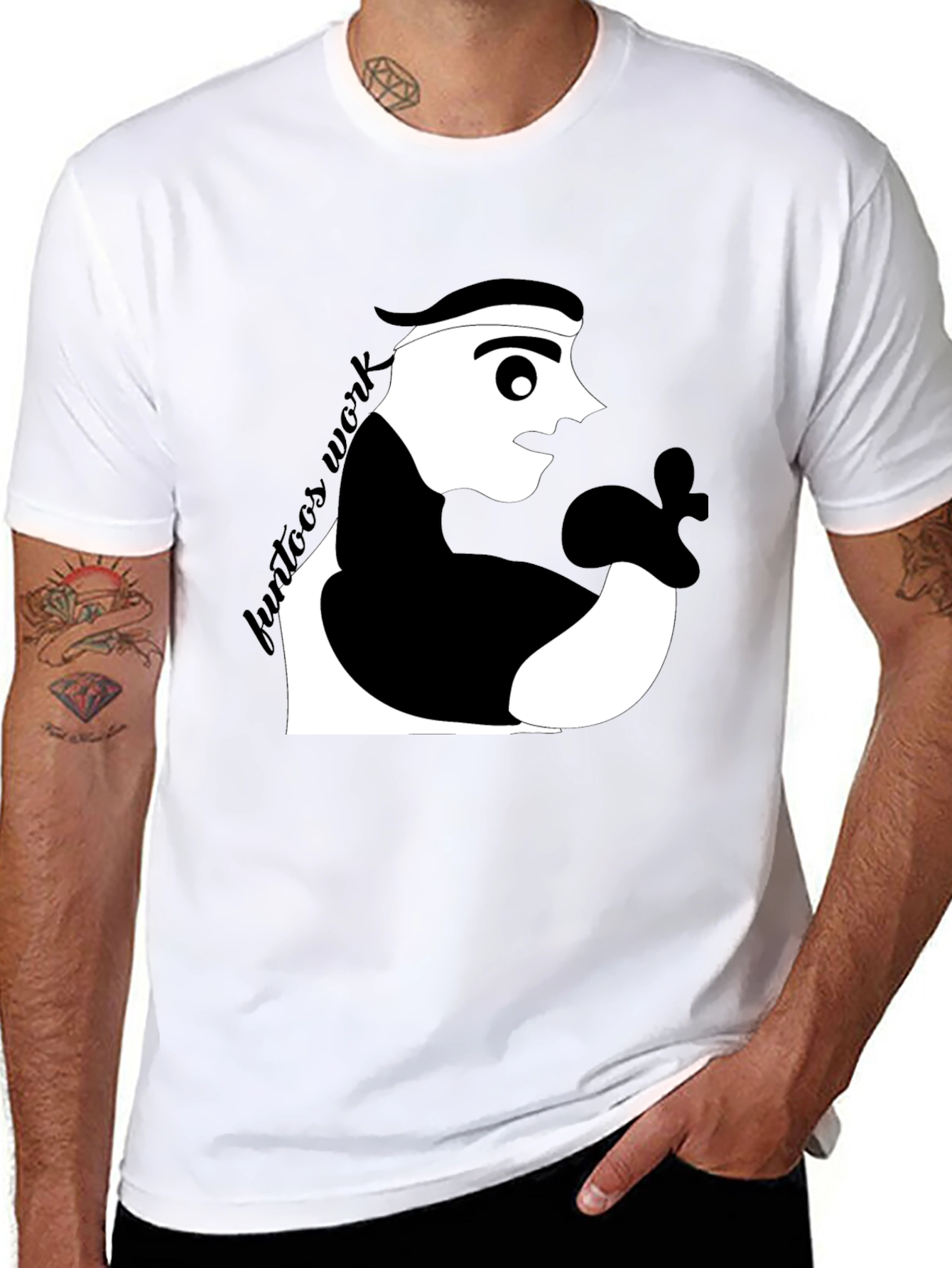 Black Cool Graphic Tee: Funtoon's Work Black T-Shirt view 8
