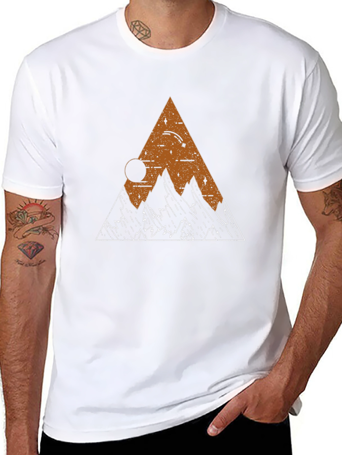 Black Geometric Mountain Range Graphic Tee view 8