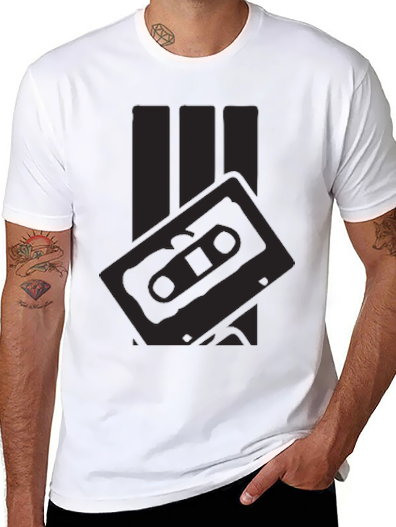 Black Retro Cassette Tape Graphic T-Shirt - Black view 8
