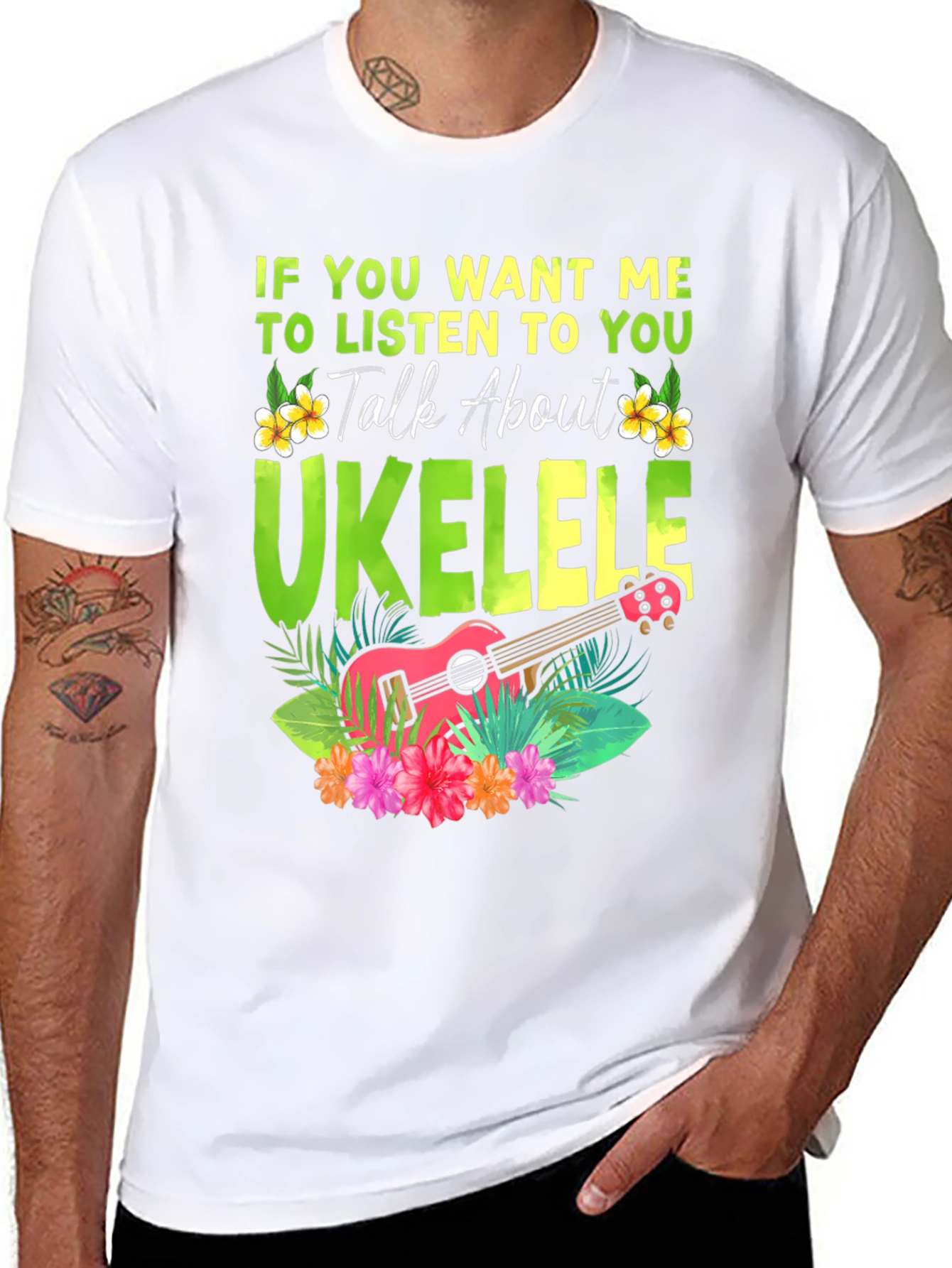 Black Ukulele Lover T-Shirt - Talk About Ukulele Tee view 8