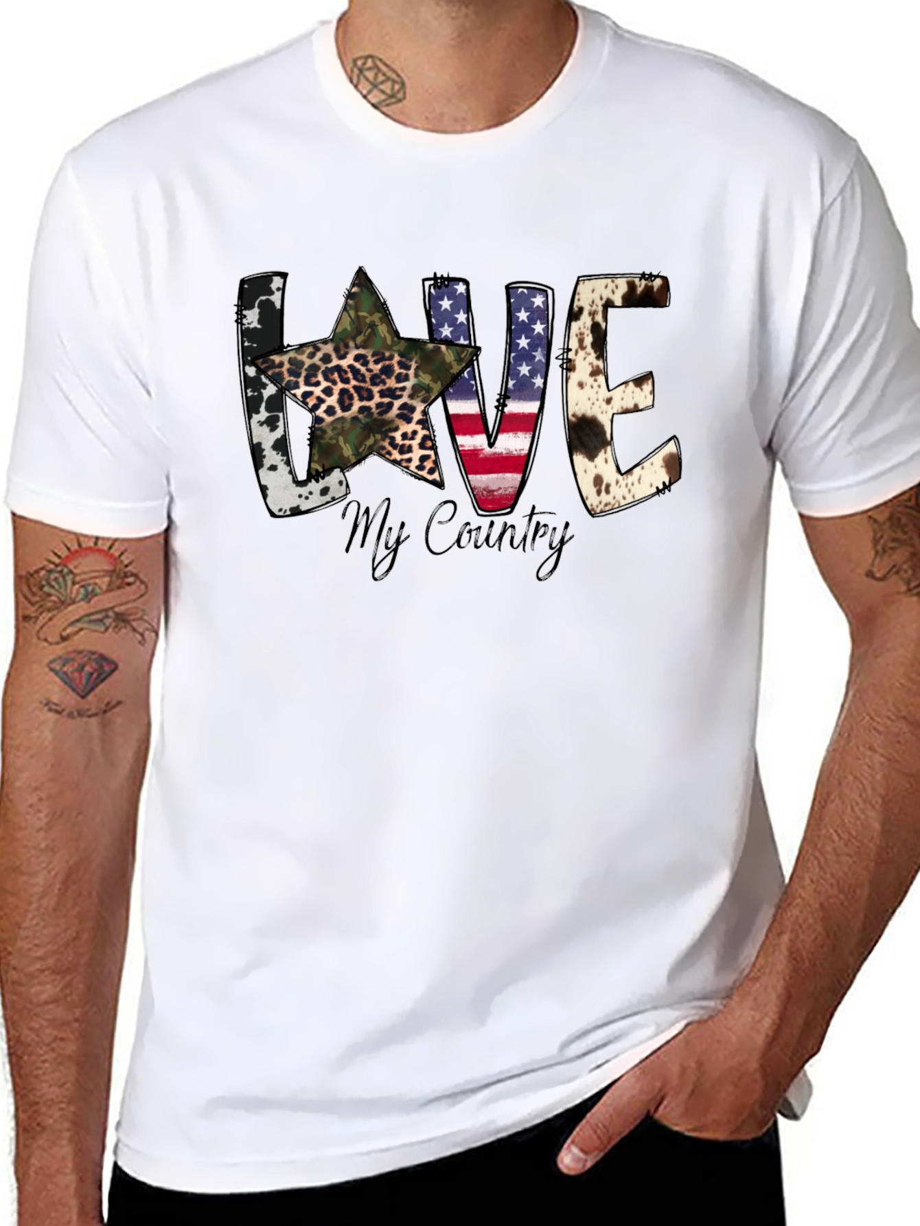 Black Love My Country Patriotic T-Shirt view 8