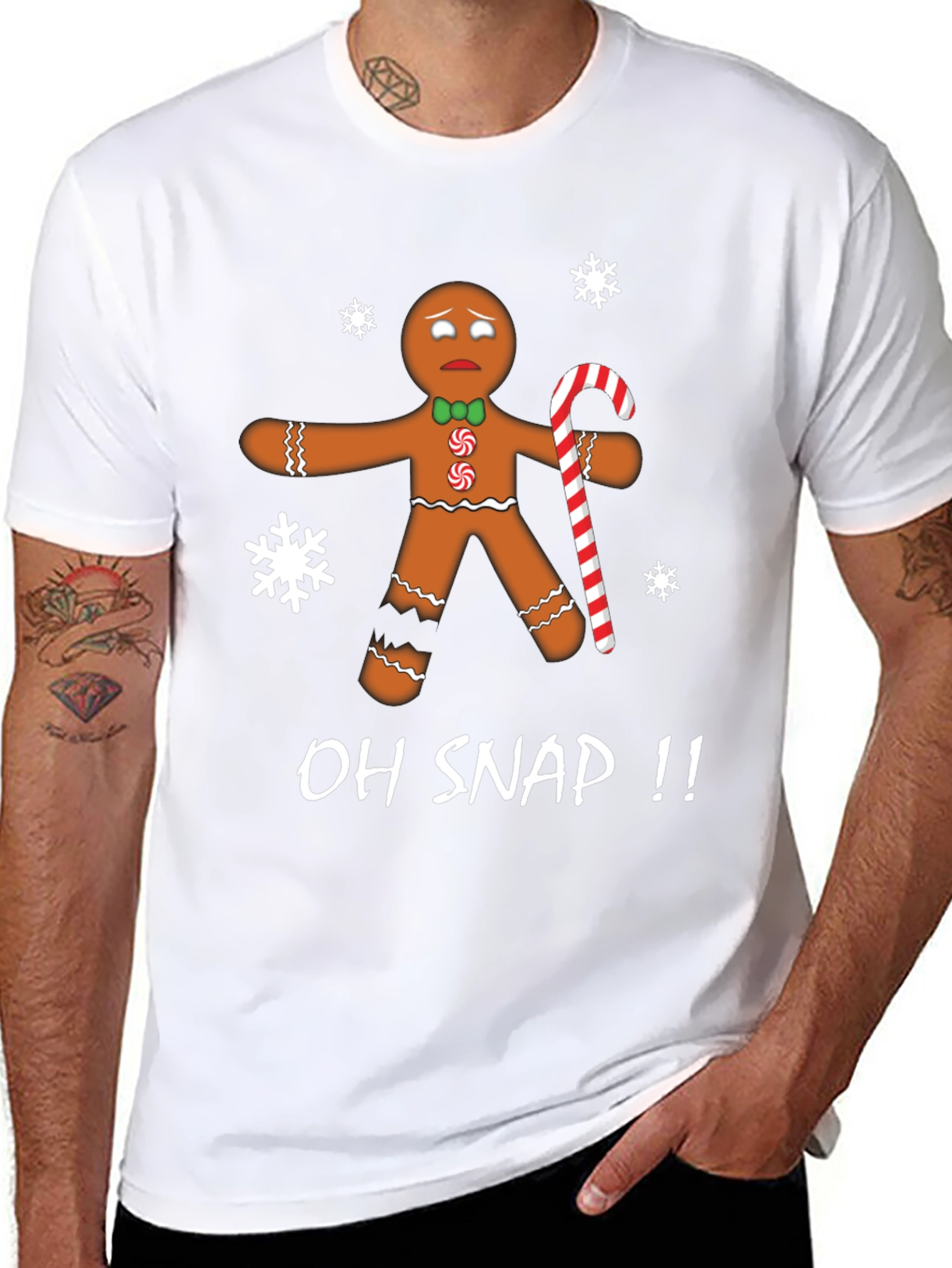 Black Oh Snap Gingerbread T-Shirt - Christmas Holiday Tee view 8